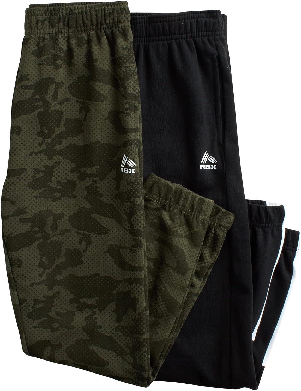 RBX Boys' Sweatpants - 4 Pack French Terry Active Jogger Pants (Size: 8-20)  Grey Camo/Green Camo 14-16