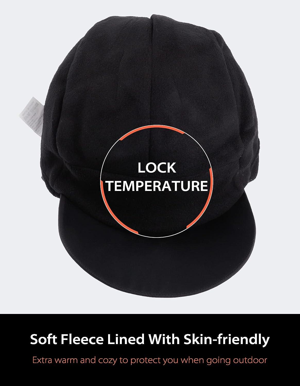 Mwfus Waterproof Hats for Men, Fleece Baseball Cap with Ear Flaps, Winter  Warm Hats for Women Outdoor Black