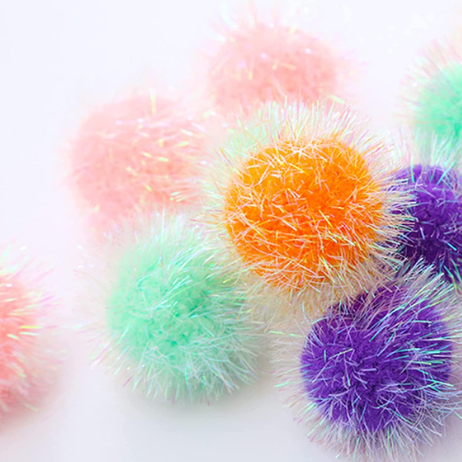 Colorful Pom Poms Balls Toy With Bell For Indoor Cats, Lightweight