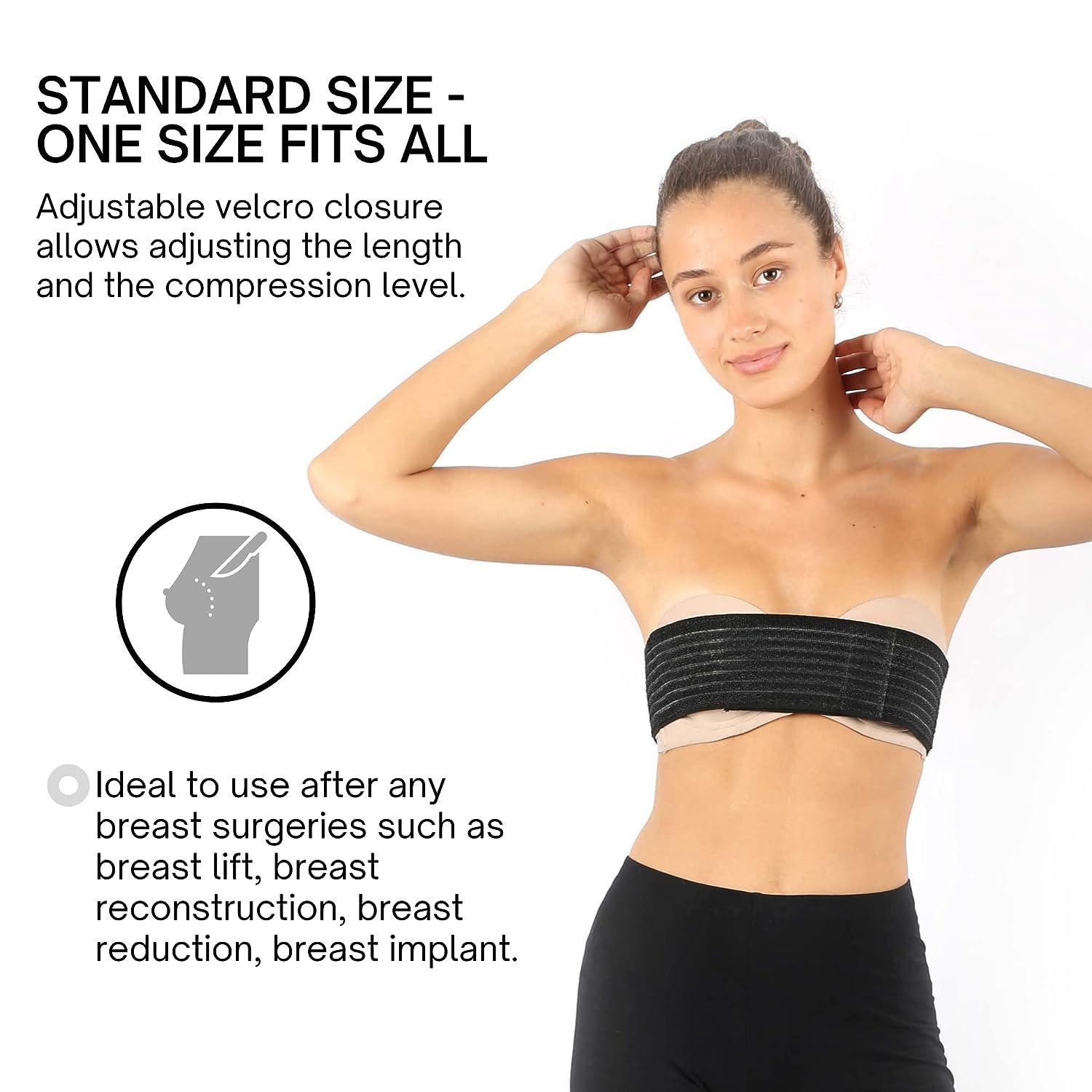  Post Op Breast Augmentation Band, Breast Implant Chest Brace  For Women, Compression Wrap Post Surgery Bra Belt, No Bounce Stabilizer  Strap