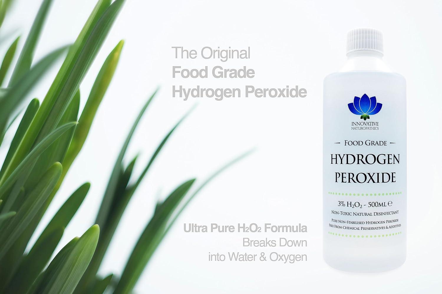 Food Grade Hydrogen Peroxide - Purest Grade 3% - 500ml - Unstabilized and  Additive Free - 10 Vols