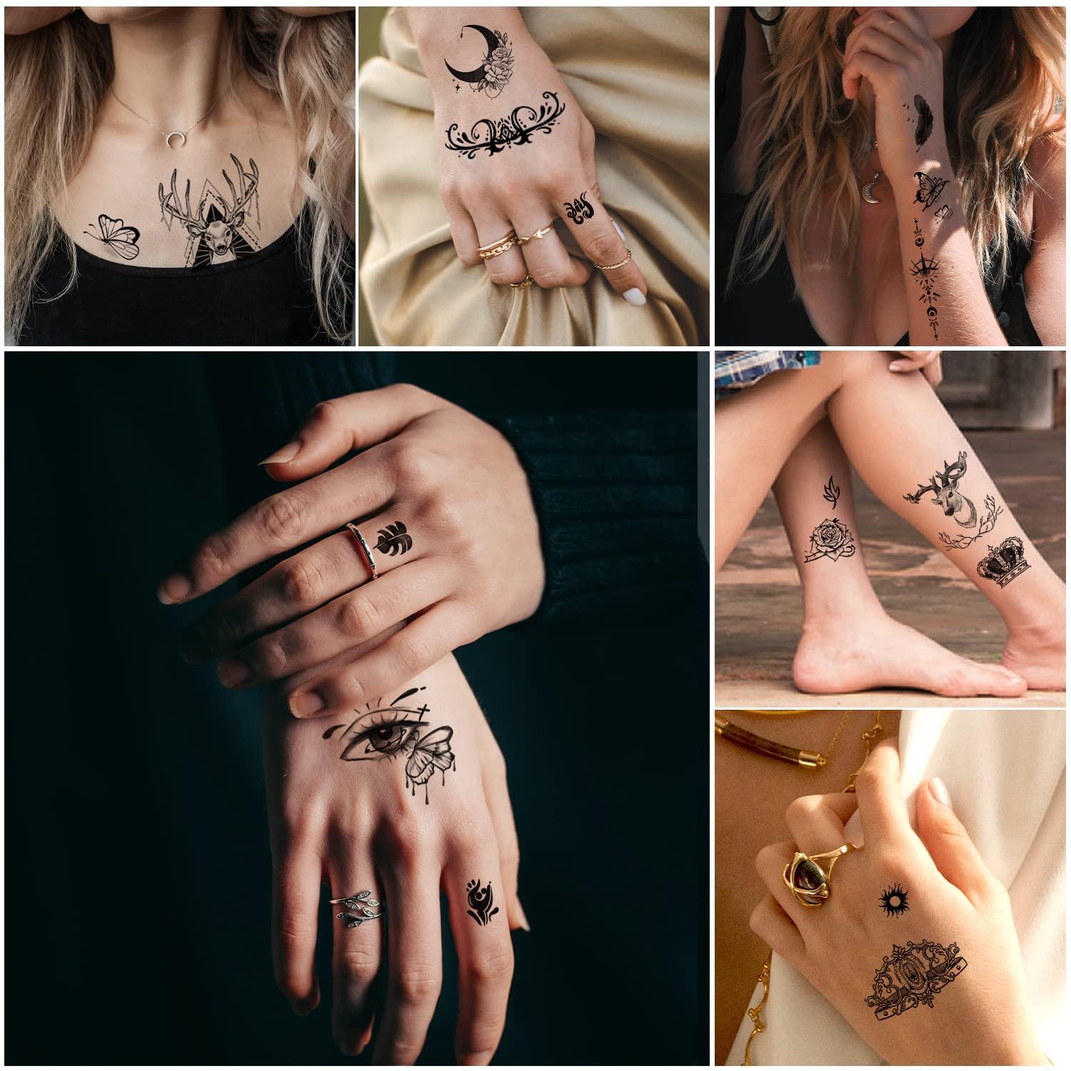 King and Queen Crowns Temporary Waterproof Tattoos Women Mens Fake