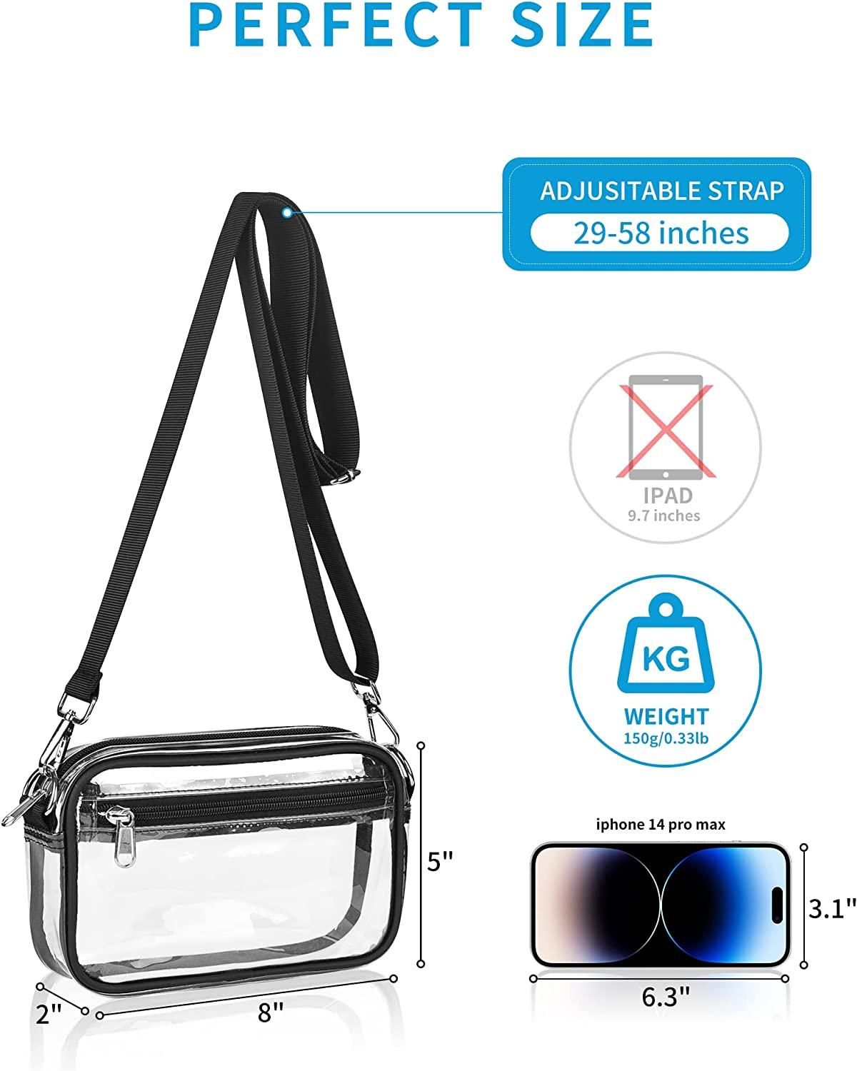 Clear Crossbody Bag Stadium Approved with Removable Straps Small Clear Purse  for Women, Clear Concert Bag for Sport Event School and Festivals