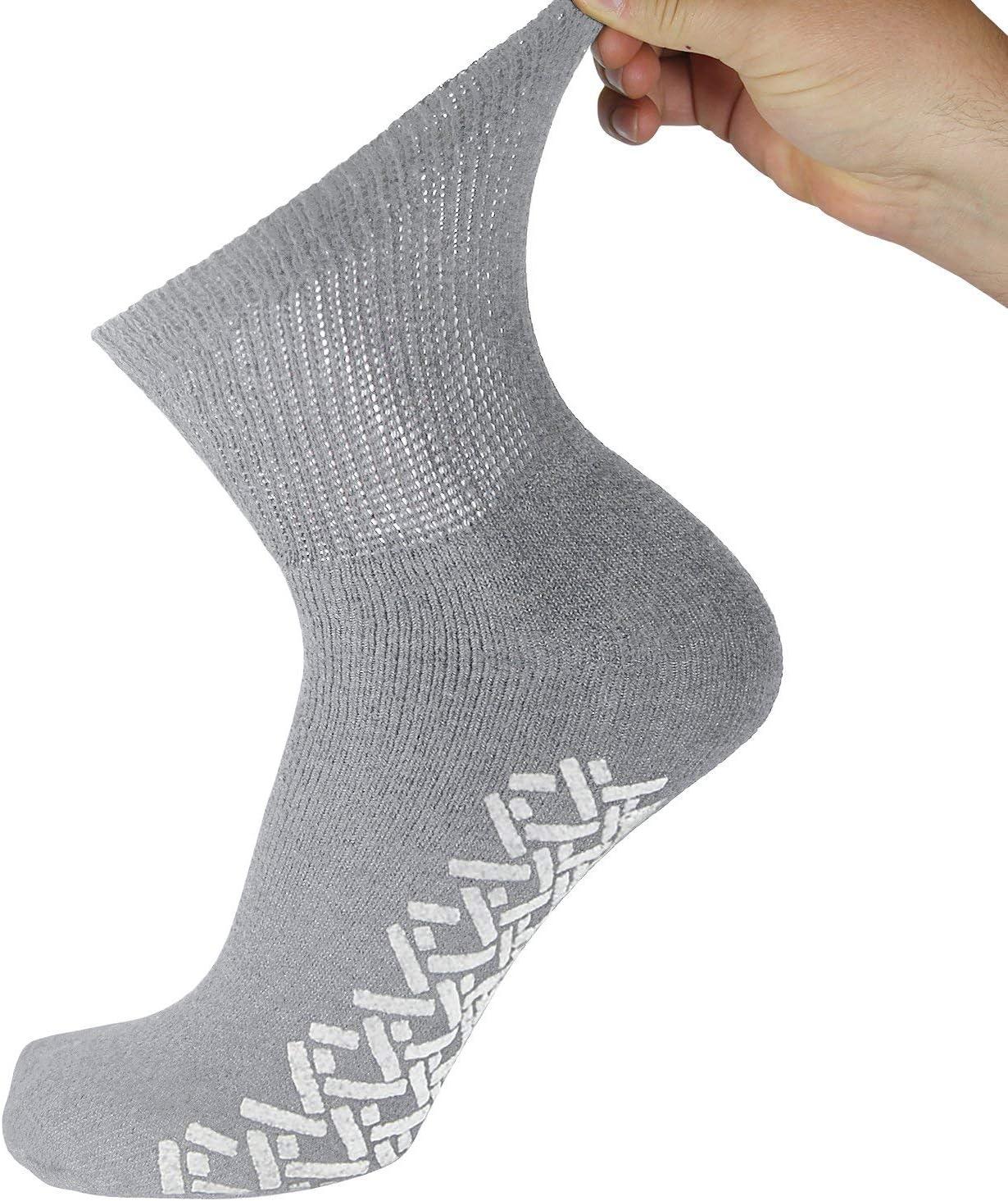 12 Pairs of Men's Non-Skid Diabetic Cotton Quarter Socks Non