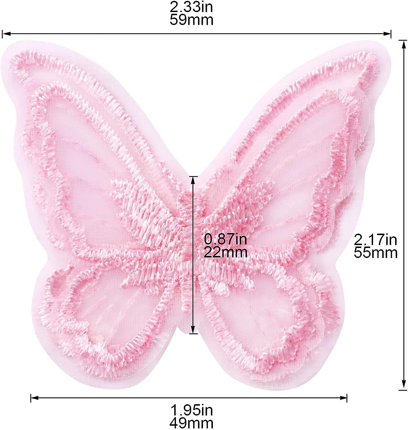 6pcs Colorful Top Grade Organza Gold Thread Embroidered Butterfly Appliques  Double Layer Small Butterfly Patches X914