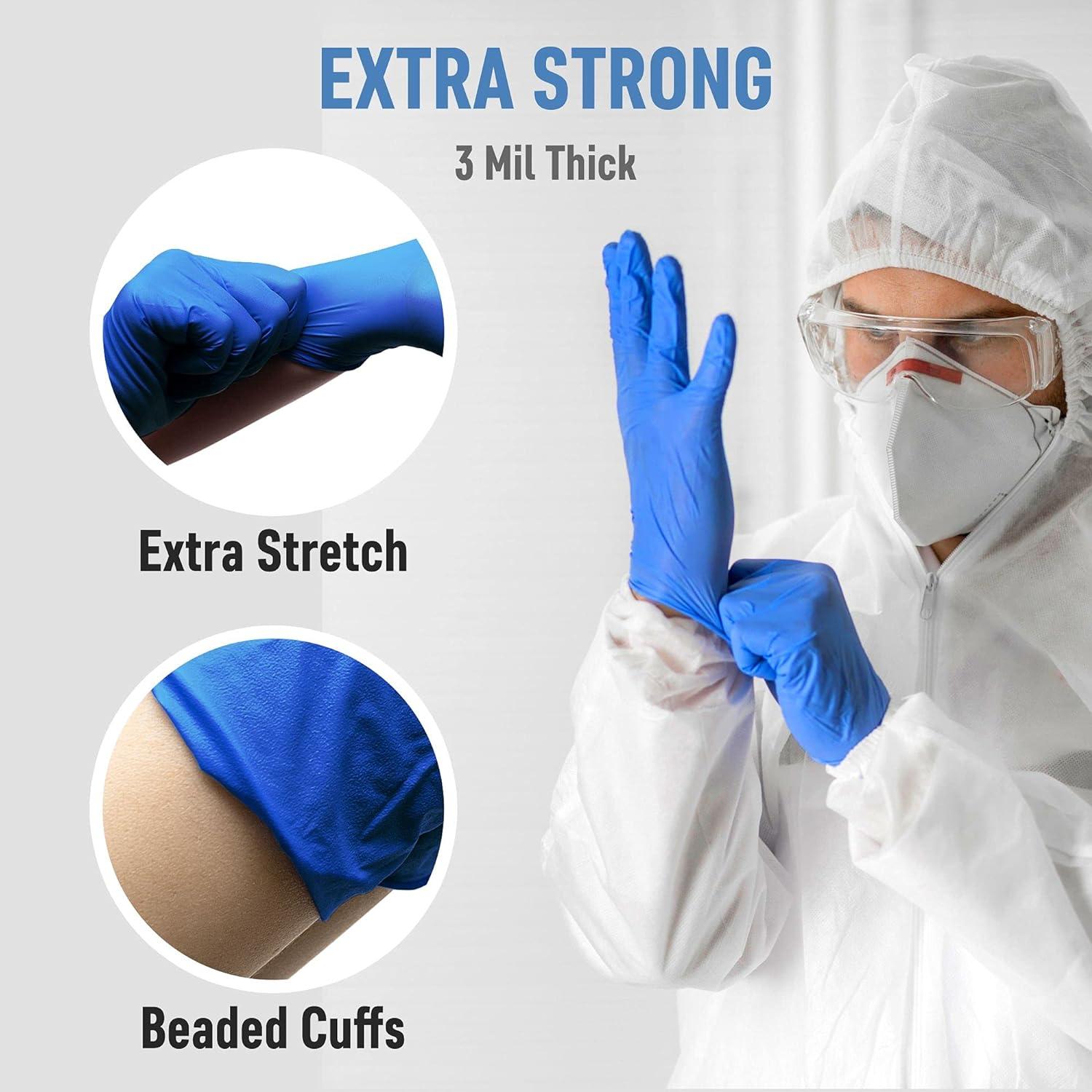 STRONG Blue Nitrile Exam Gloves - 1000 Per Case - Powder Free