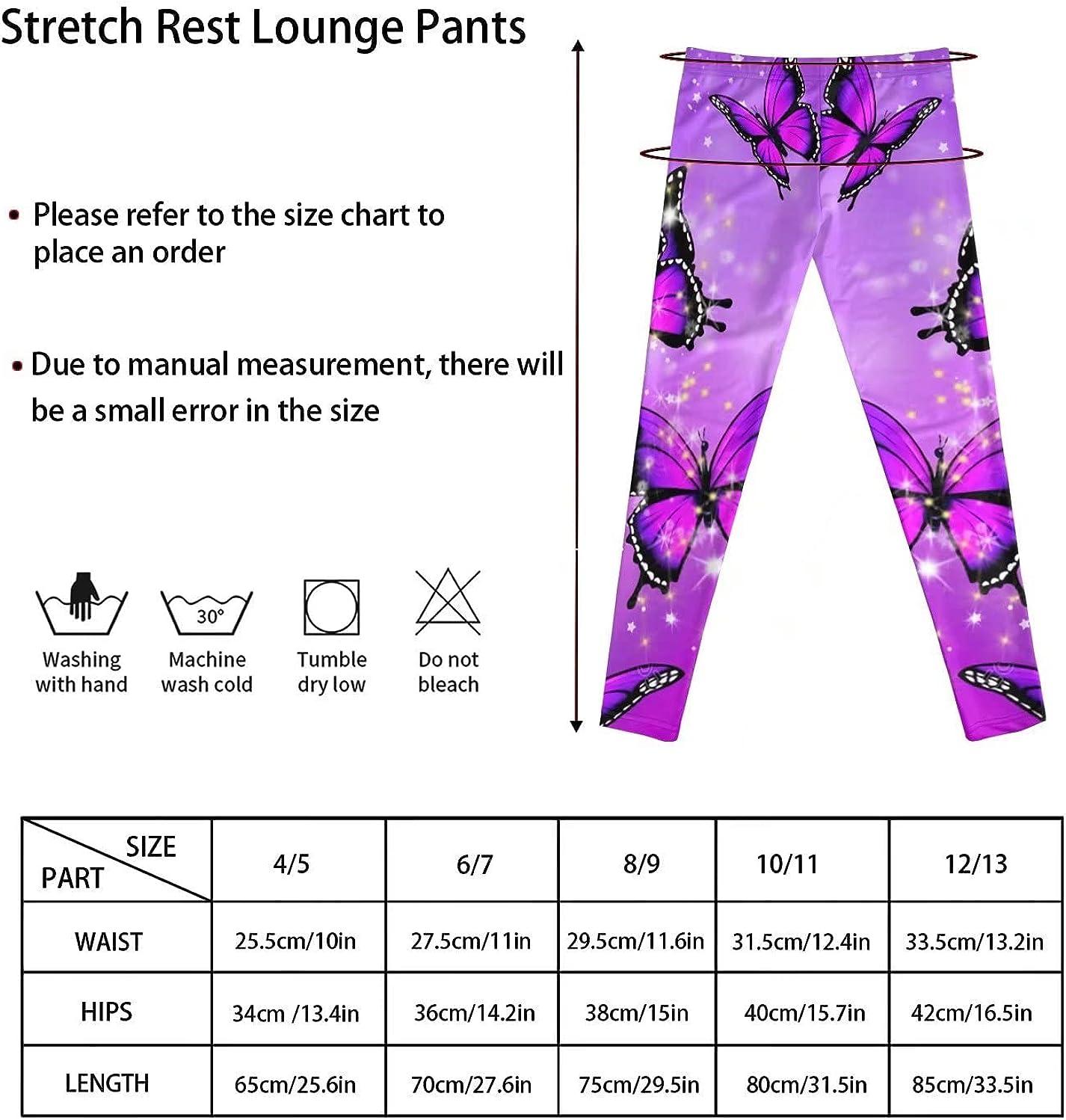 NDISTIN Lightweight Yoga Pants Girls Leggings Girls Sport Pants Tall Length Athletic  Leggings with Polyester Bling Butterfly Small