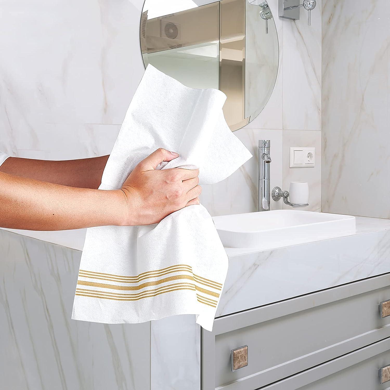 Vplus 300 PACK Guest Towels Disposable Bathroom, Decorative Bathroom  Napkins Linen Feel, Soft, and Absorbent Disposable Paper Hand Towel for  Dinners, Kitchen, Parties, Weddings, Christmas Party Gold