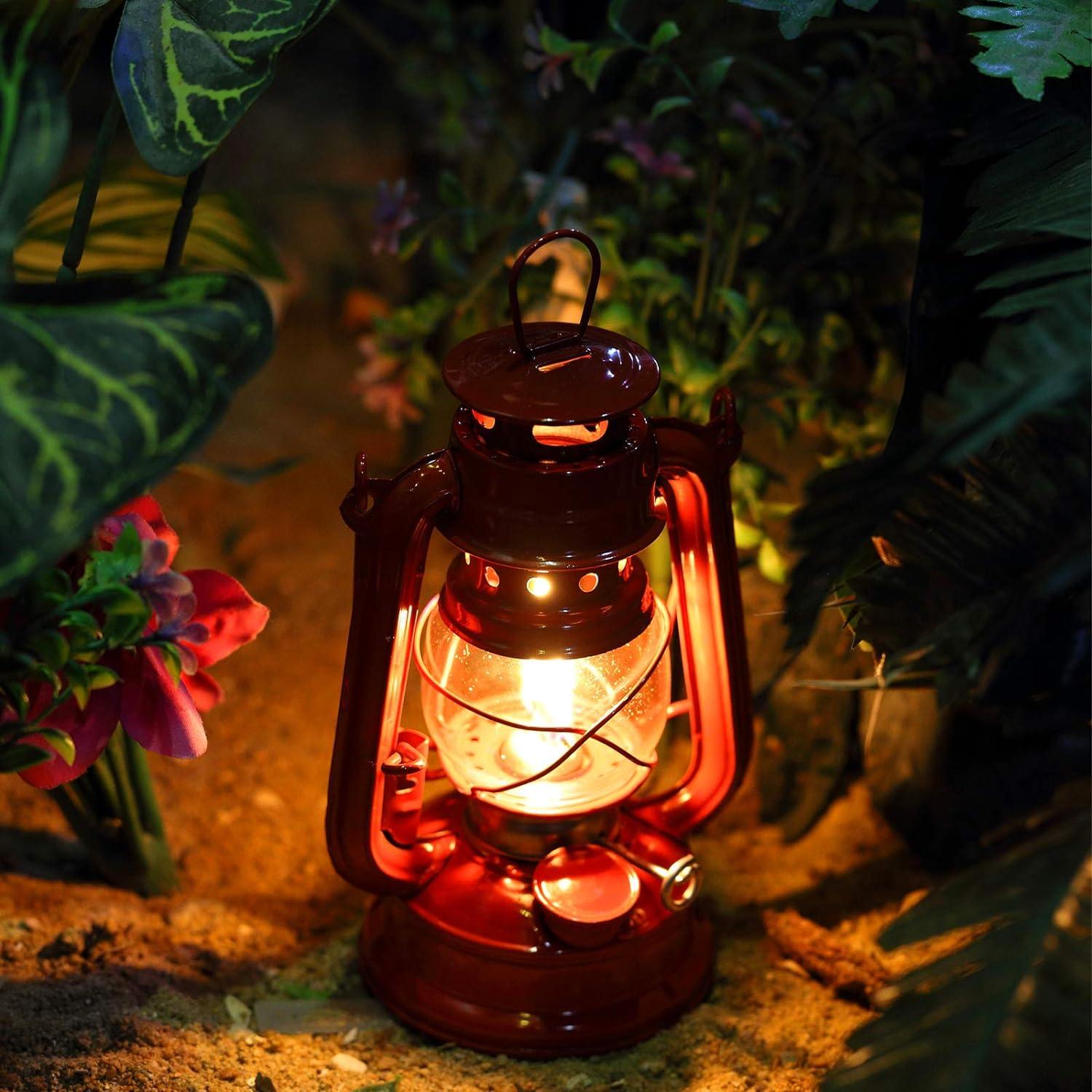 Small Rustic Brown Indoor/Outdoor FireGlow Hurricane Lantern with