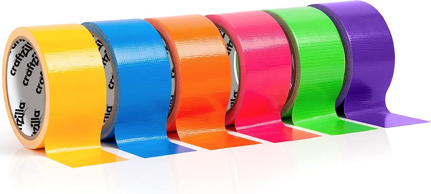 Craftzilla Rainbow Colored Duct Tape 6 Bright Duct Tape Colors 10 Yards x 2  Inch Waterproof Duct Tape Colored Duct Tape Multipack for Arts Heavy Duty  Duct Tape Color Duct Tape Rolls
