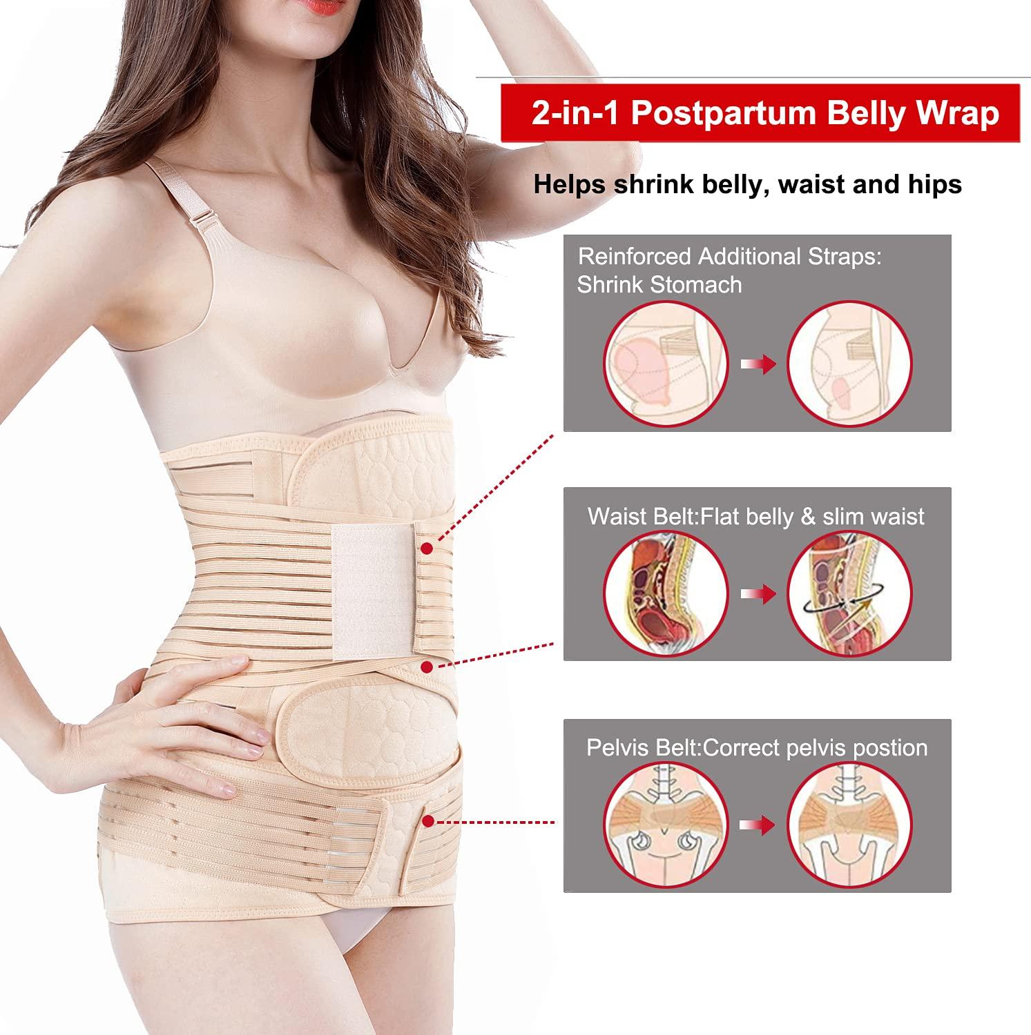 ChongErfei 2 in 1 Postpartum Belly Wrap Support Recovery Belt - Belly Band  For Postnatal Pregnancy Maternity - Girdles For Women Body Shaper - Post  Partum Waist Shapewear Belt(Beige Plus Size)