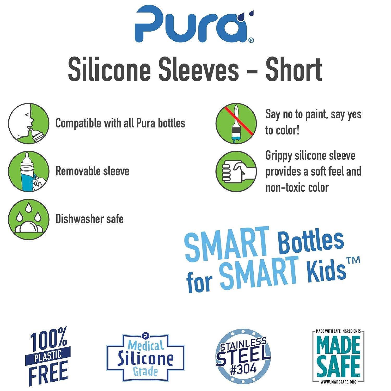 Pura Kiki 9oz/260 ml Stainless Steel Insulated Bottle w/Silicone Straw &  Sleeve, Plastic-Free, MadeSafe Certified, Medical-Grade Silicone Straw for