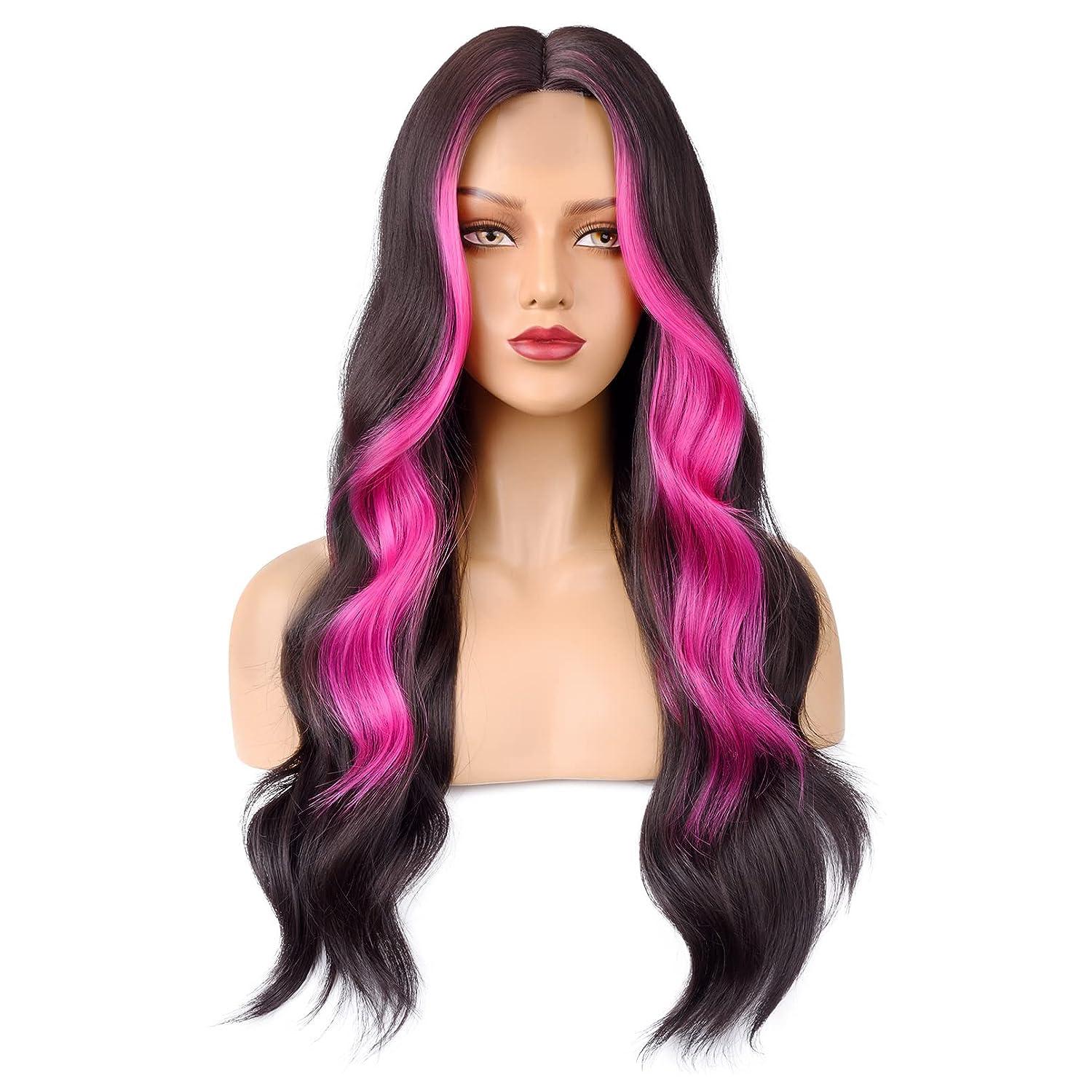 hot pink hair streaks