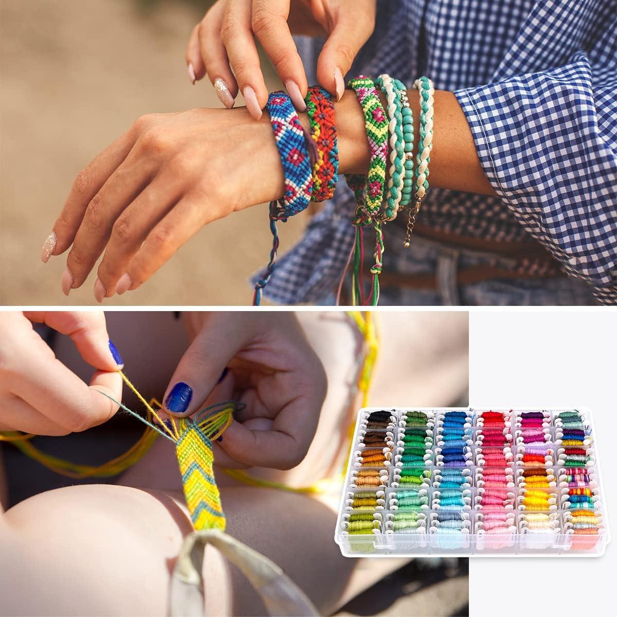 218pcs+ Embroidery Floss Cross Stitch Threads,Bracelet String Kit with  Organizer Storage Box-Included 110pcs Friendship Bracelet Craft  Floss,100pcs