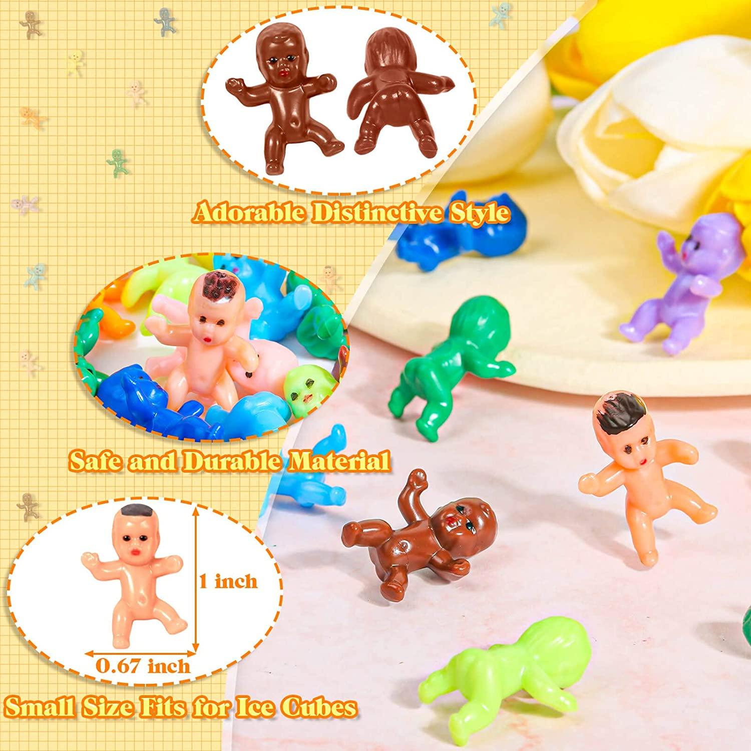  selizo Mini Plastic Babies for Baby Shower, 300pcs Tiny Baby  Figurines Mini Babies Bulk for Ice Cube Babies, Small King Cake Babies, My  Water Broke Baby Shower Games (6 Colors) 