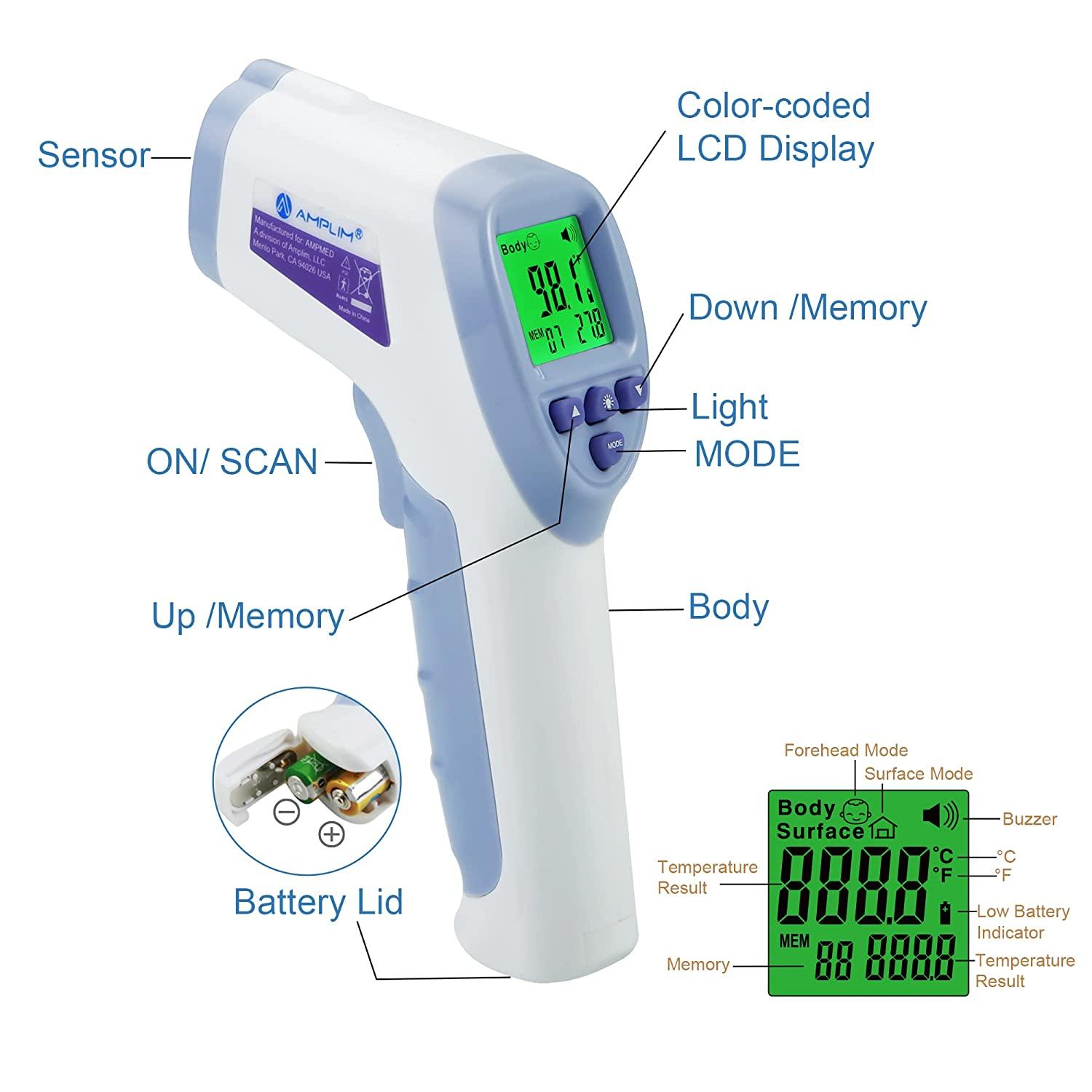 Amplim Non Contact Infrared Thermometer for Adults, Touchless
