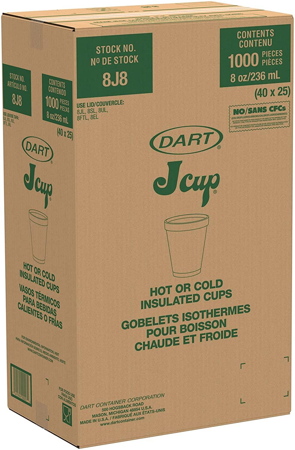 Dart 8J8 8 oz. White Customizable Foam Cup - 1000/Case
