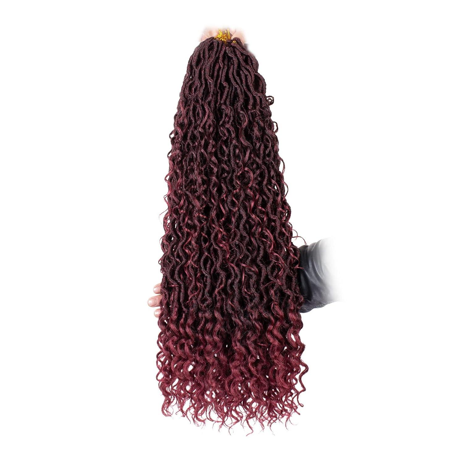 ZRQ 8 Packs Boho Faux Locs Crochet Hair 18 Inch Goddess Locs Croceht  Braids, Pre Looped Soft Locs Boho Style River Locs With Curly Ends Hair  Extension