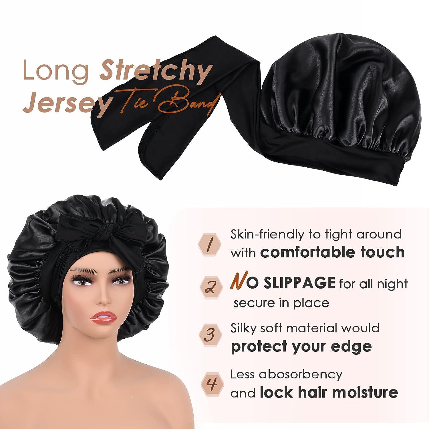 YANIBEST Silk Bonnet for Sleeping Satin Bonnet Hair Bonnets for Black Women  and Men Double Layer Ajustable Bonnet for Curly Braids Hair