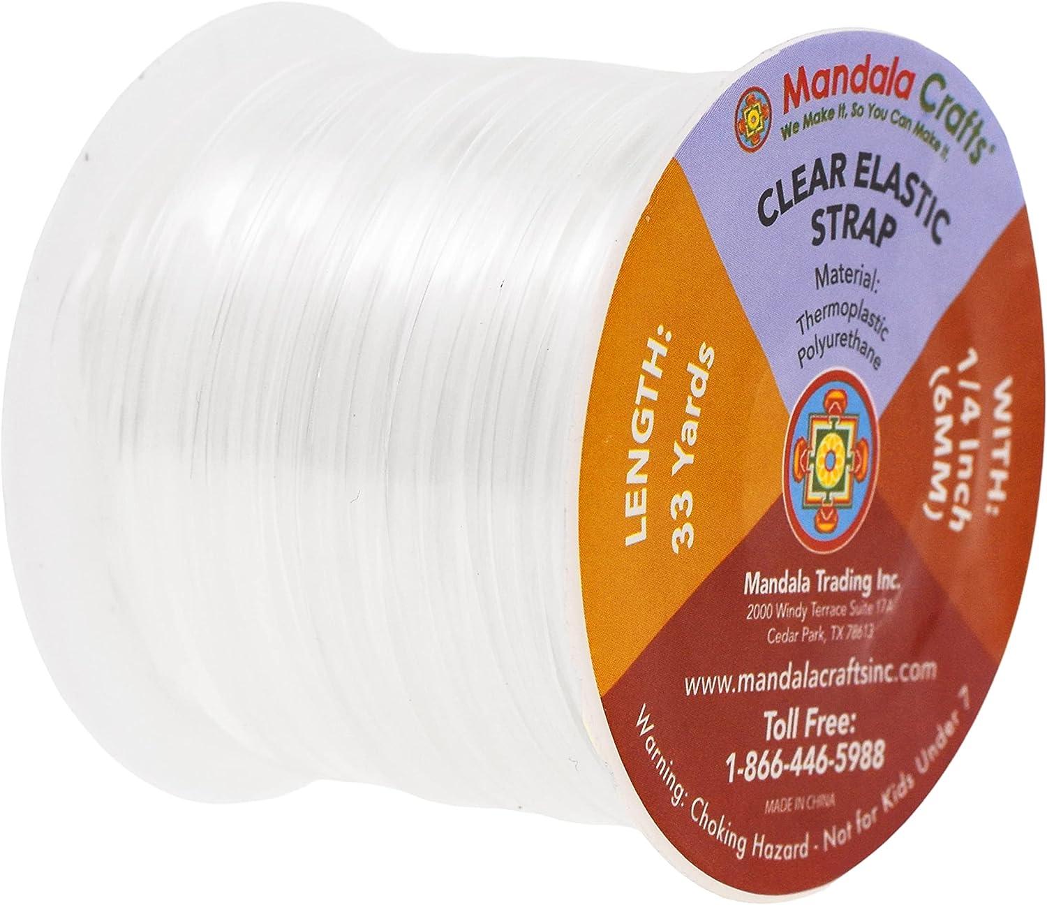 Mandala Crafts Flat Elastic Band, Braided Stretch Strap Cord Roll