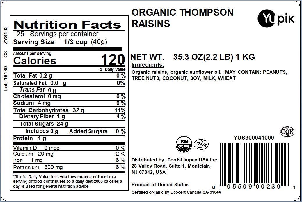 Yupik Thompson Raisins, 2 kg