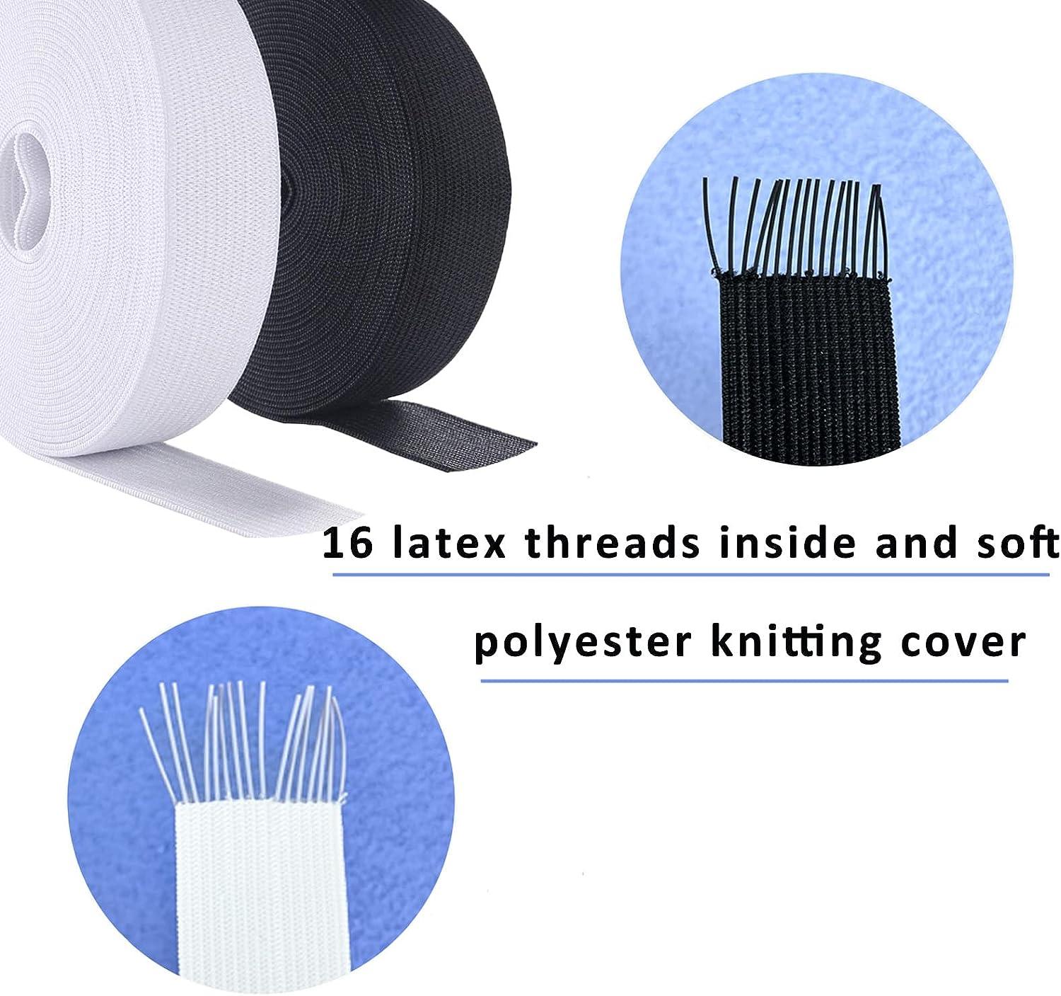 Soft Knitted Elastic 1/4'' Wide - Black or White