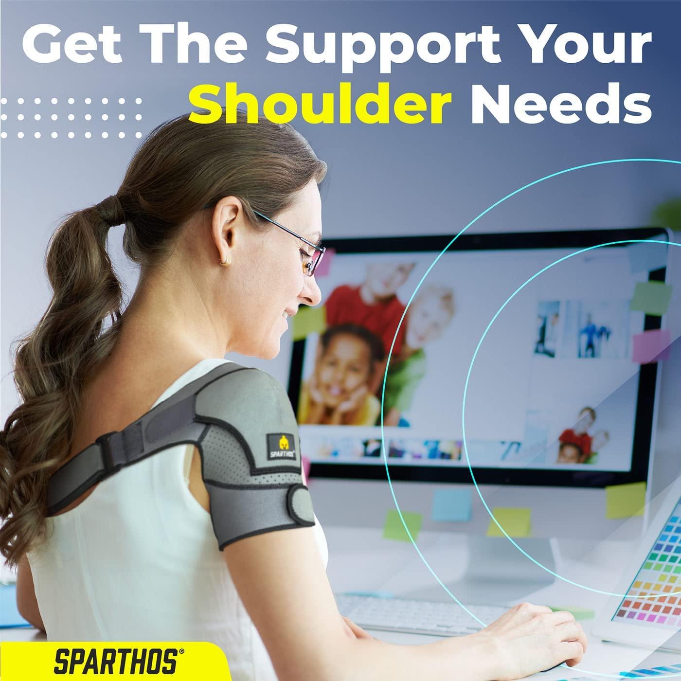 Sparthos Shoulder Brace - Support and Compression Sleeve for Torn Rotator  Cuff, AC Joint Pain Relief - Arm Immobilizer Wrap, Ice Pack Pocket