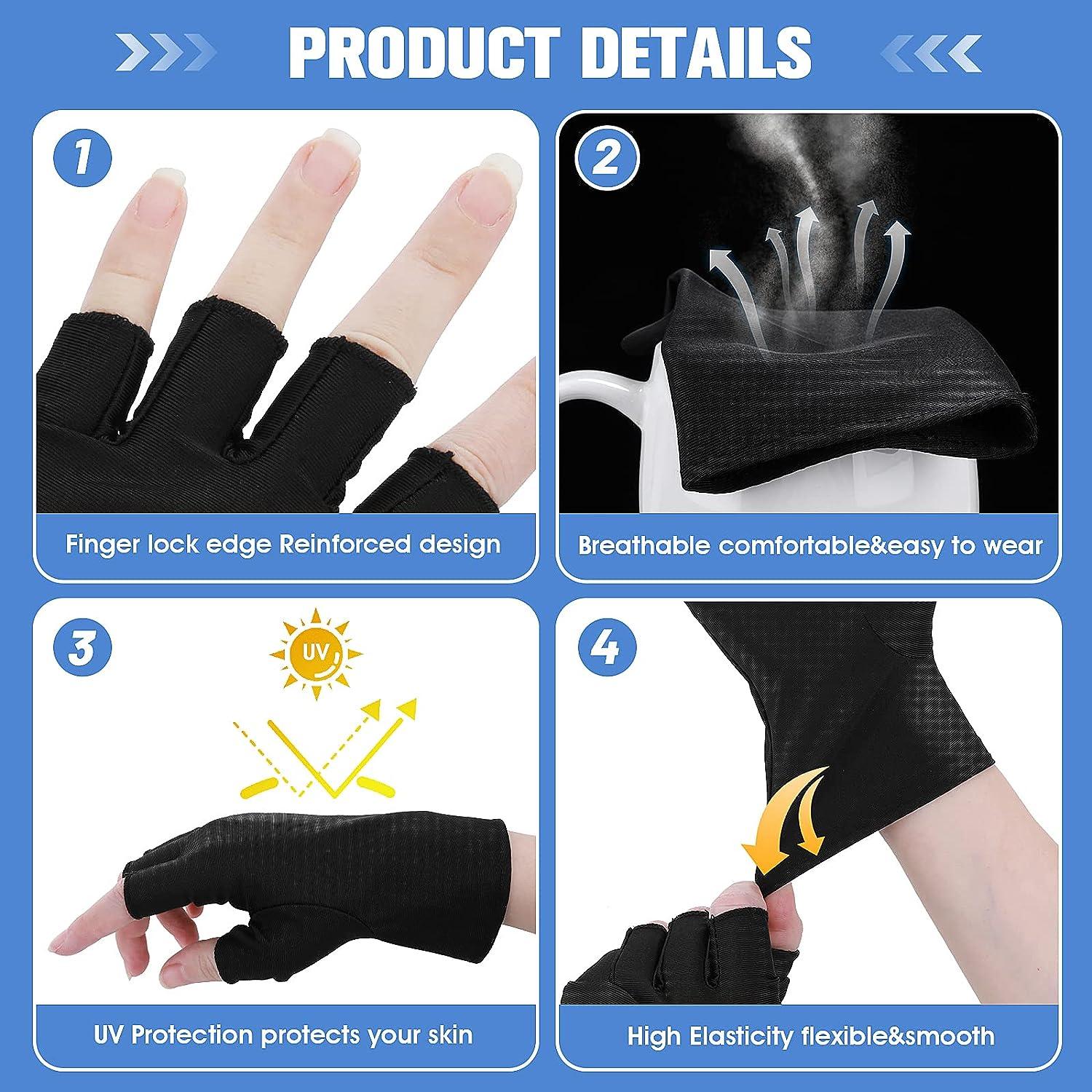 Molain Anti UV Gloves, Gel Manicures Glove, Professional Protection  Fingerless Gloves for Manicures, Nail Art Skin Care UV Shield Gloves (Black)