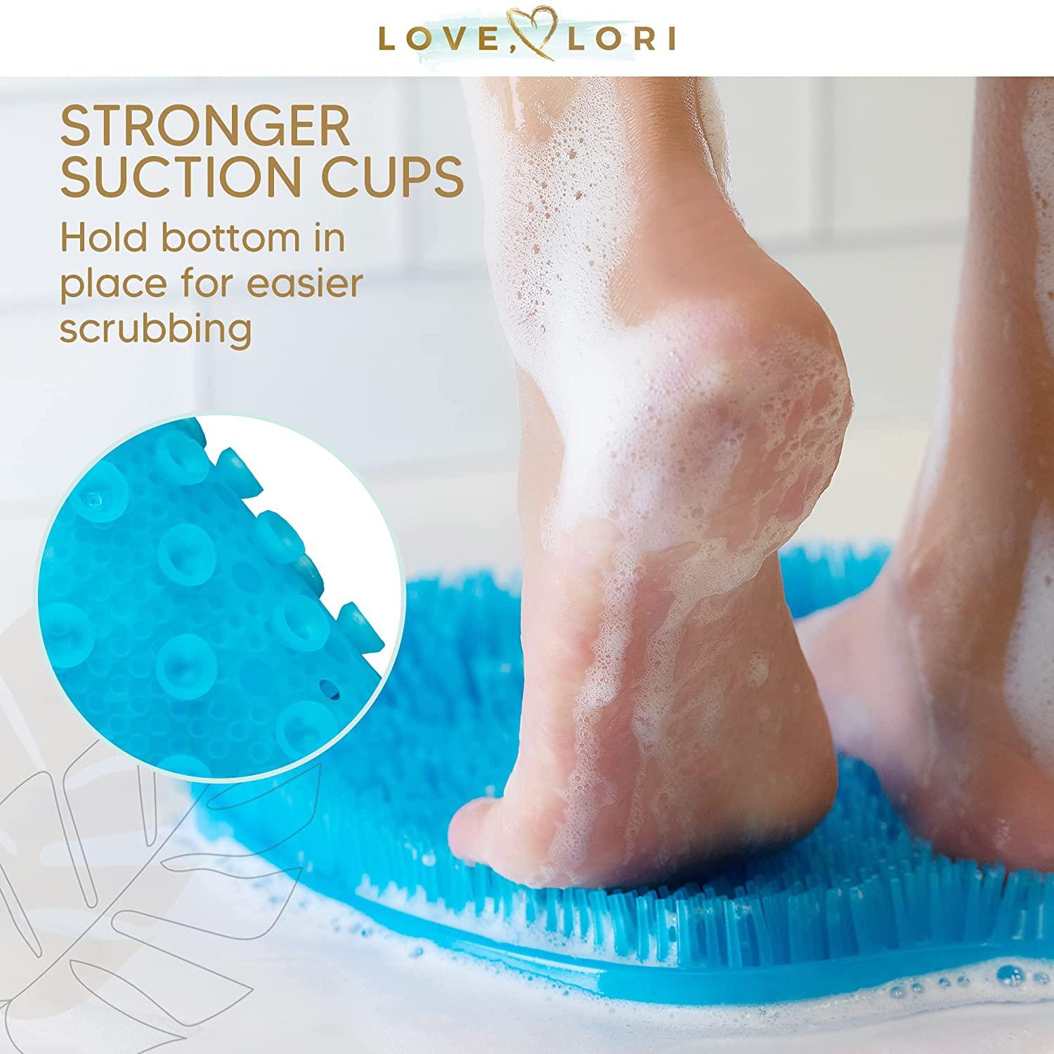 Shower Foot Scrubber with Pumice Stone,Feet Cleaner with Non Slip Suction  Cups,Foot Care to Dead Skin & Callus Remover - Improves Foot Circulation 