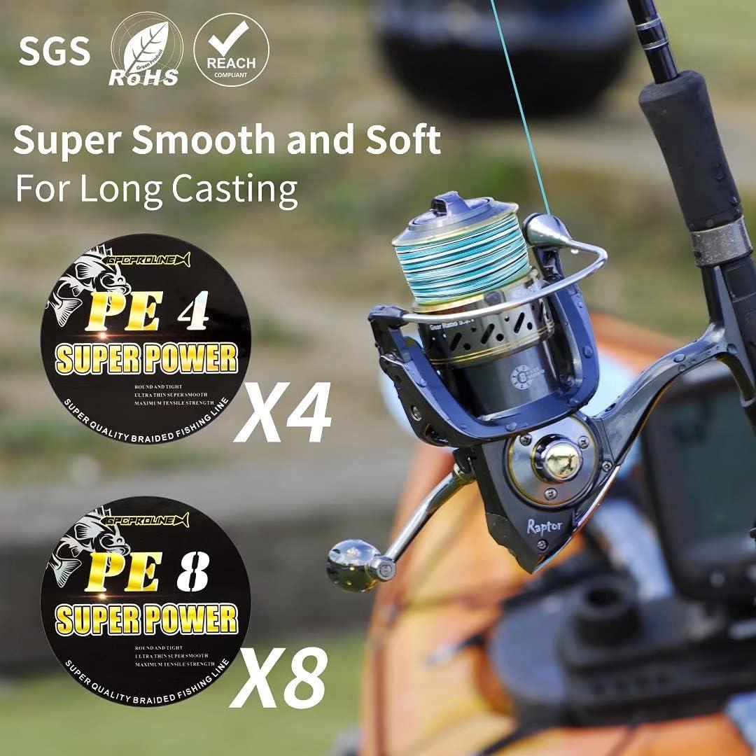 Braided Fishing Line PE 4 8 - Abrasion Resistant - Fade Resistant - Cast  Longer - Thinner & Smooth - Camo Blue, Camo Green, Green 