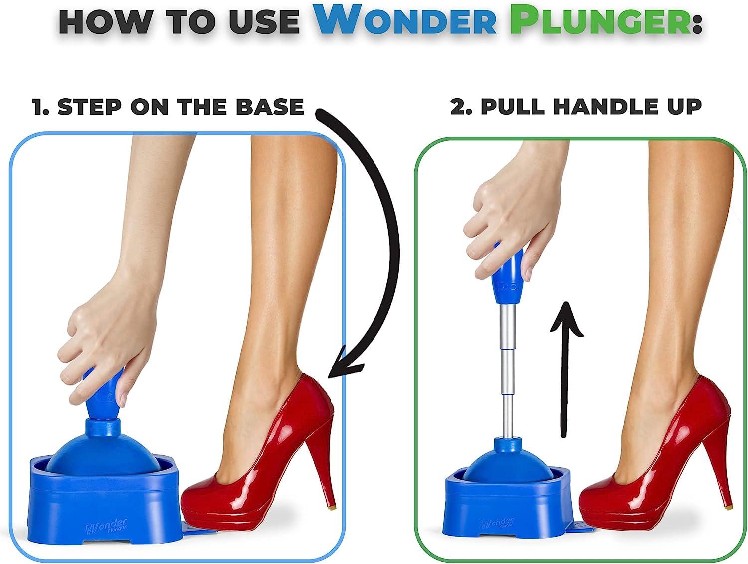 Wonder Plunger Toilet Plunger for Bathrooms - Drip-Free Toilet Plunger with  Holder - Collapsible Pole Sink Plunger - Toilet Bowl Plunger with Caddy -  Bathroom Accessories - Bubbly Blue