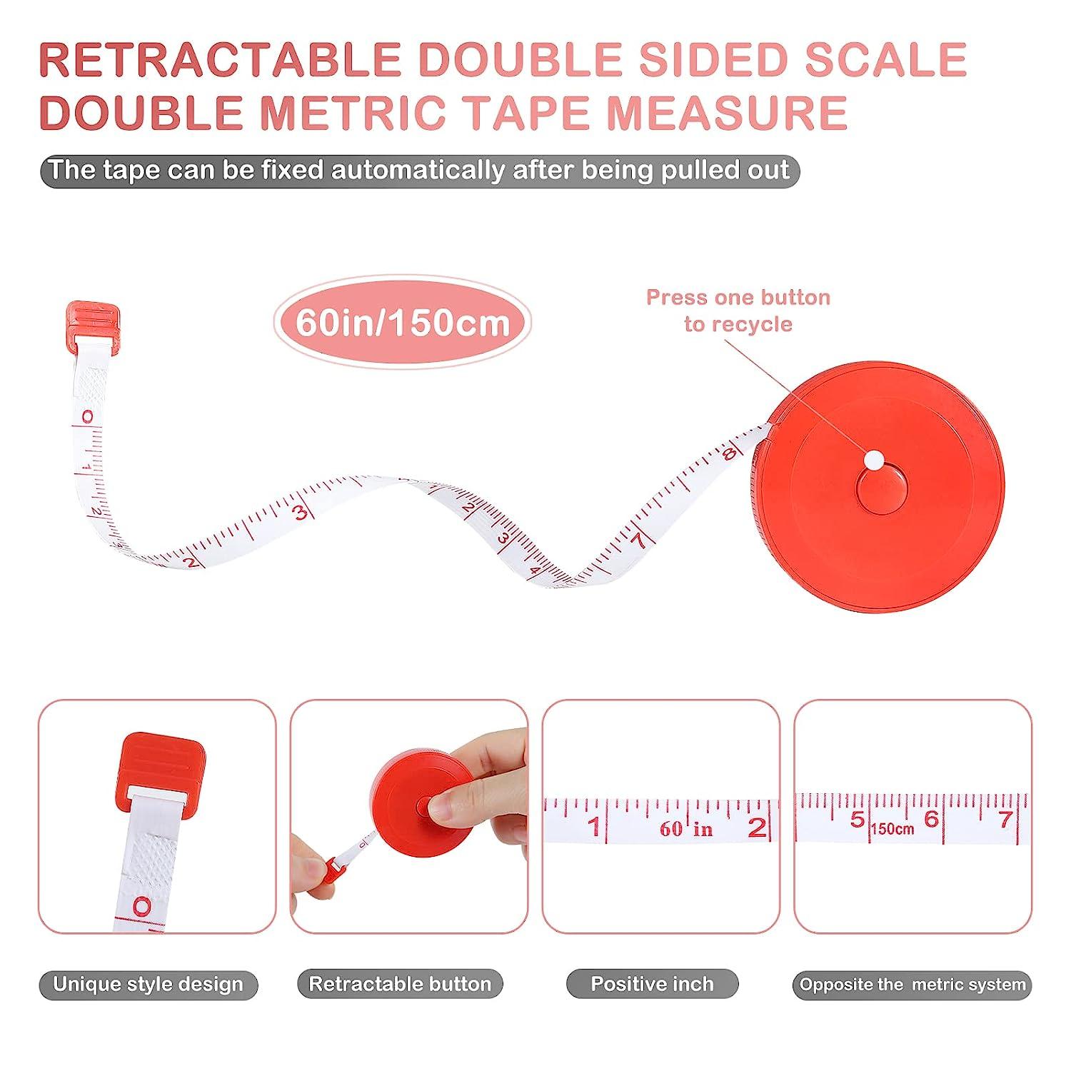 2 X RETRACTABLE SOFT TAPE MEASURE MEASURING TAPE 1.5M 5FT 60 SEWING TAILOR  BODY
