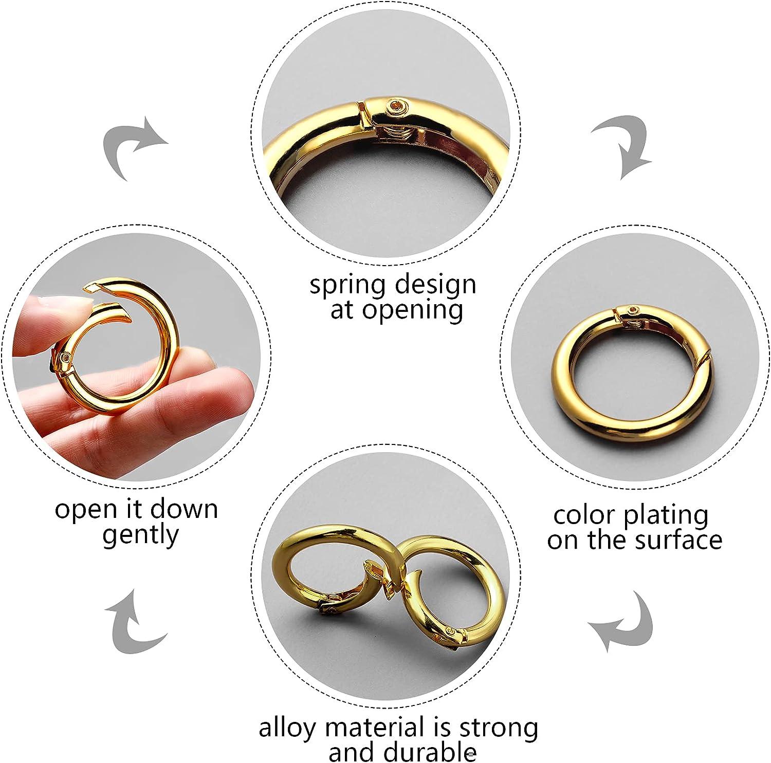 Tighall Spring Oval Rings Metal Spring Snap Clip Round Keychain Key Ring  Clips Oval Ring Buckle for Bags, Purses, Handbag, DIY Craft
