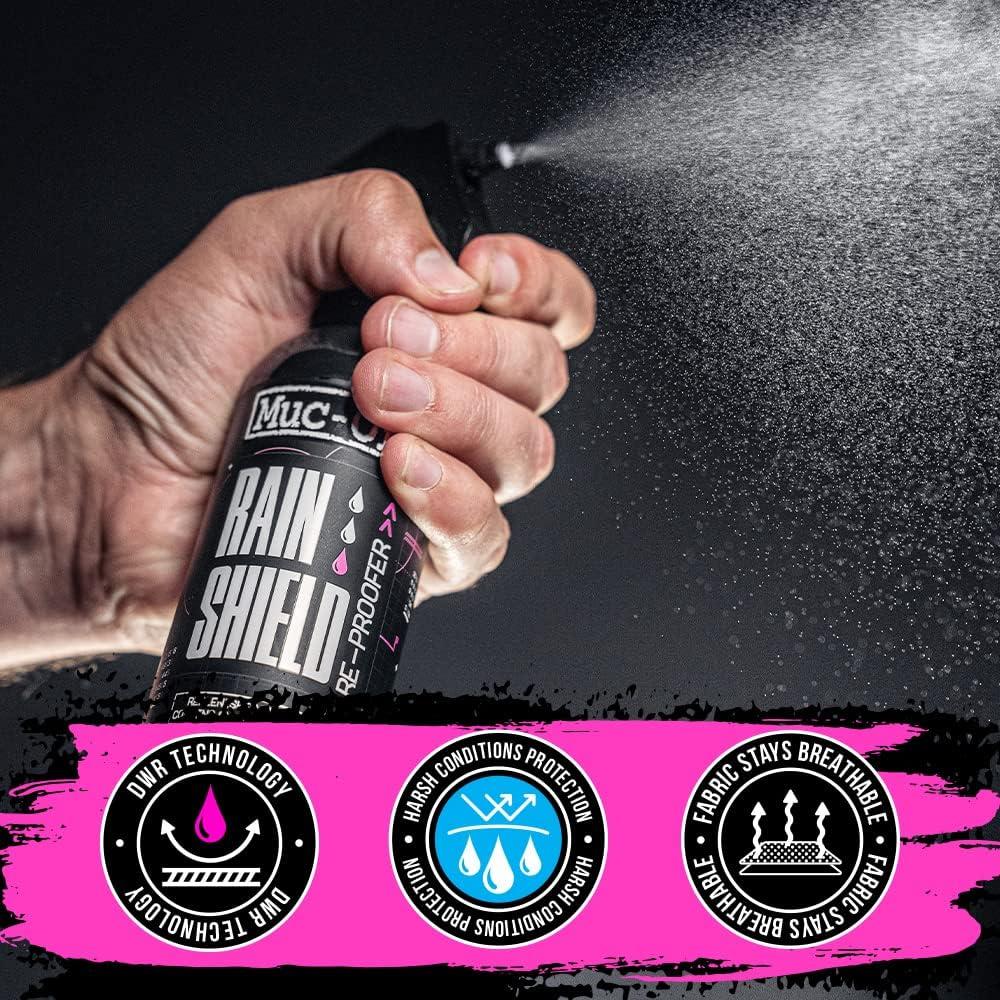 Muc-Off Rain Shield Re-Proofer, 250 Millilitres - Spray-On Waterproofer for  Outdoor and Technical Clothing - PFC-Free Formula