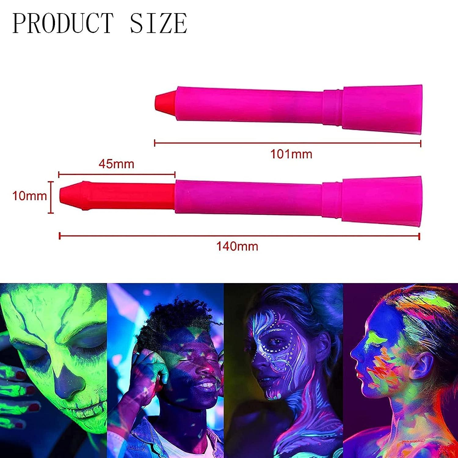 Saturey Glow in The Black Light Face & Body Paint Crayons Neon Blacklight  Glow Body Makeup Fluorescent Face Paints for Glow Party Supplies Mardi Gras  Christmas Gifts 6PCS
