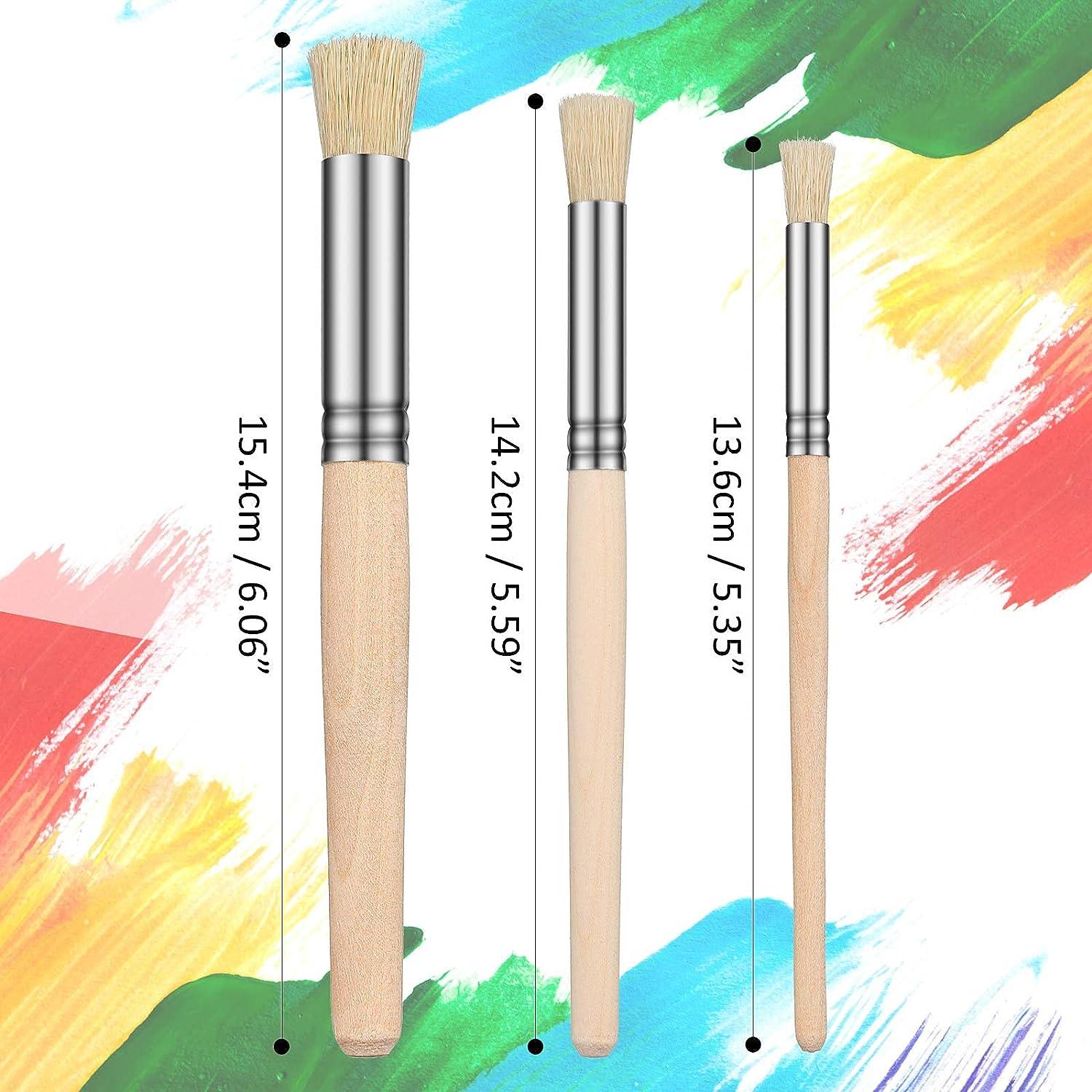 5 Piece Wood Handle Stencil Brush Set - Natural Bristle Template