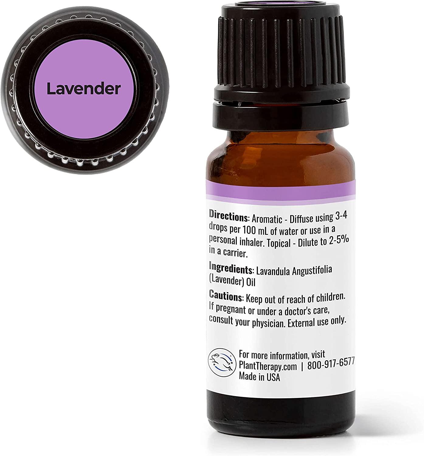 Plant Therapy Lavender Essential Oil 100% Pure, Undiluted, Therapeutic  Grade, for Aromatherapy Diffuser and Body Care Use, 10 mL (1/3 oz) 0.34 Fl  Oz (Pack of 1)