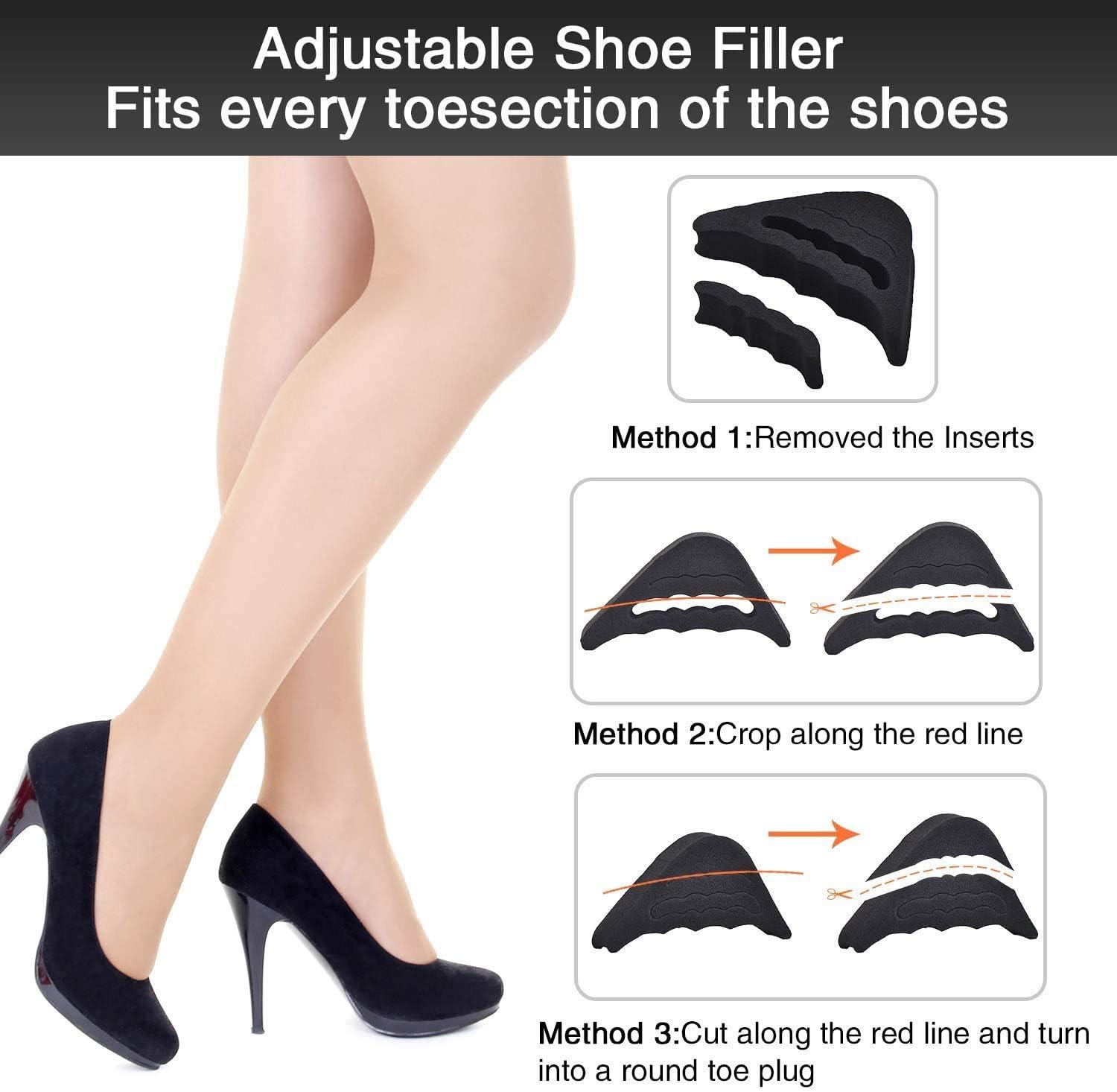 6 Pairs Toe Filler & Shoe Inserts, Adjustable Shoe Fillers Toe Filler  Inserts Big Toe Plug Foot Brace Pads for Pumps, Flats, Sneakers 
