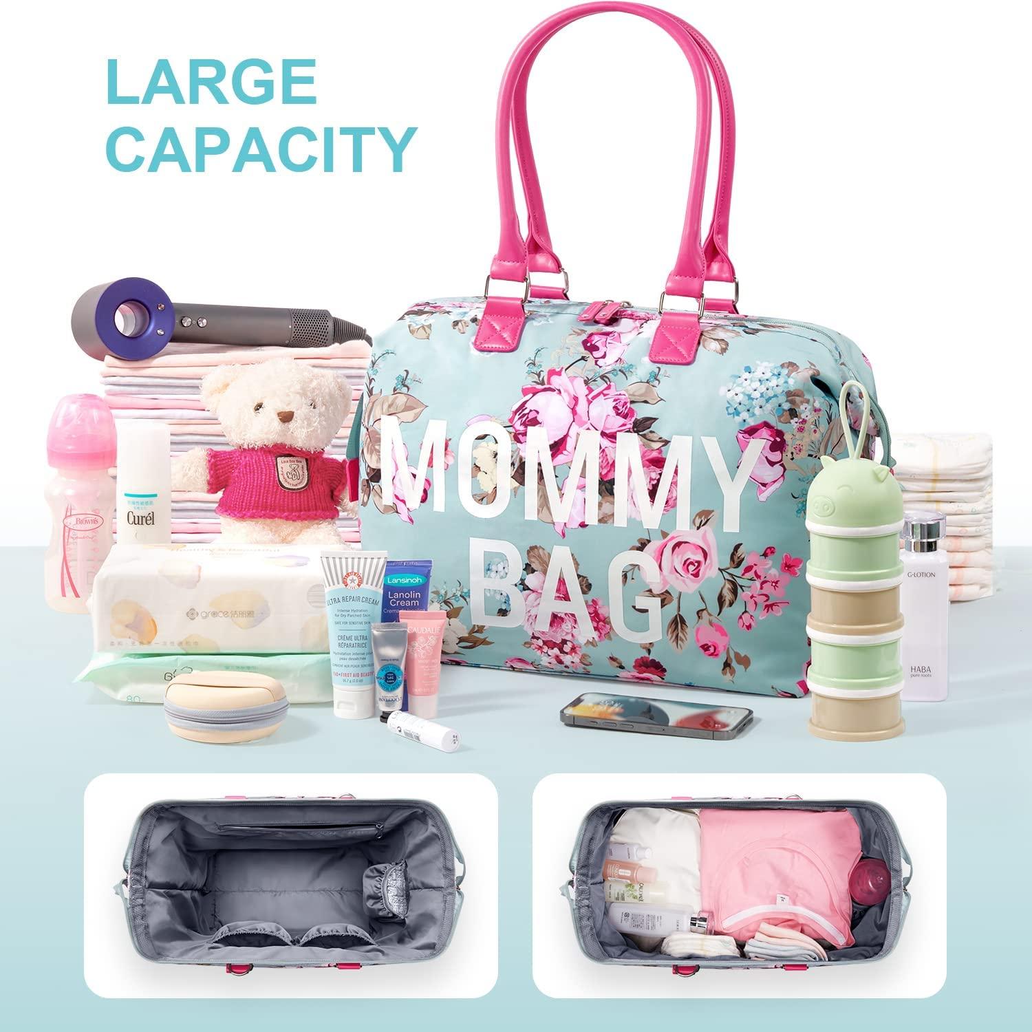 Mommy Bag for Hospital, LitBear Hospital Bag for Labor and Delivery, Large  Capacity Waterproof Mommy Bag, Multifunction Overnight Bag for Women, Mom  Bag with Straps (Blue Floral)