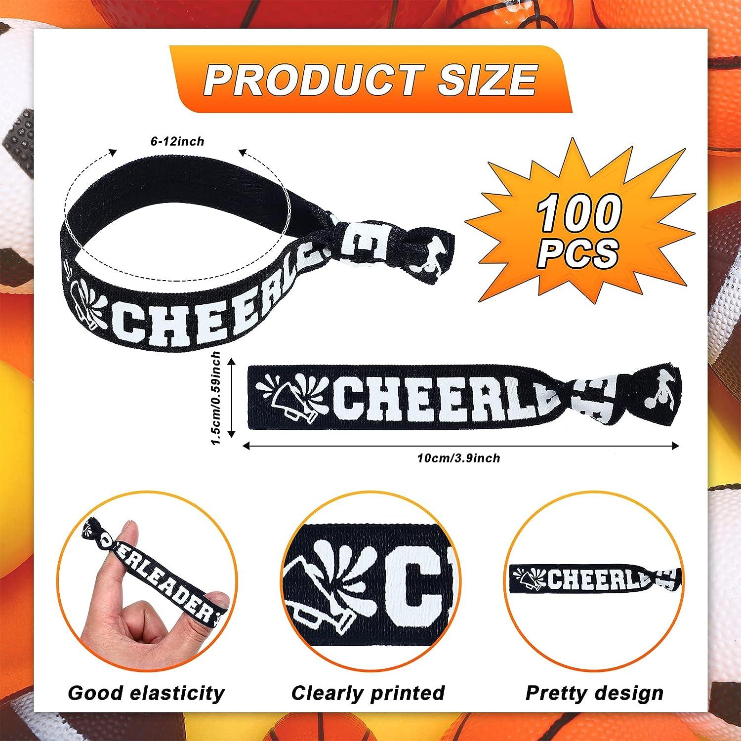 68 Pcs Cheer Bracelets Bulk Cheer Hair Ties Cheerleader Gifts Motivational  Bracelets Cheer Gifts Wristbands for Cheerleading Gifts Women and Girls  Cheer Squad Party Favors Pom Pom Design (Black)