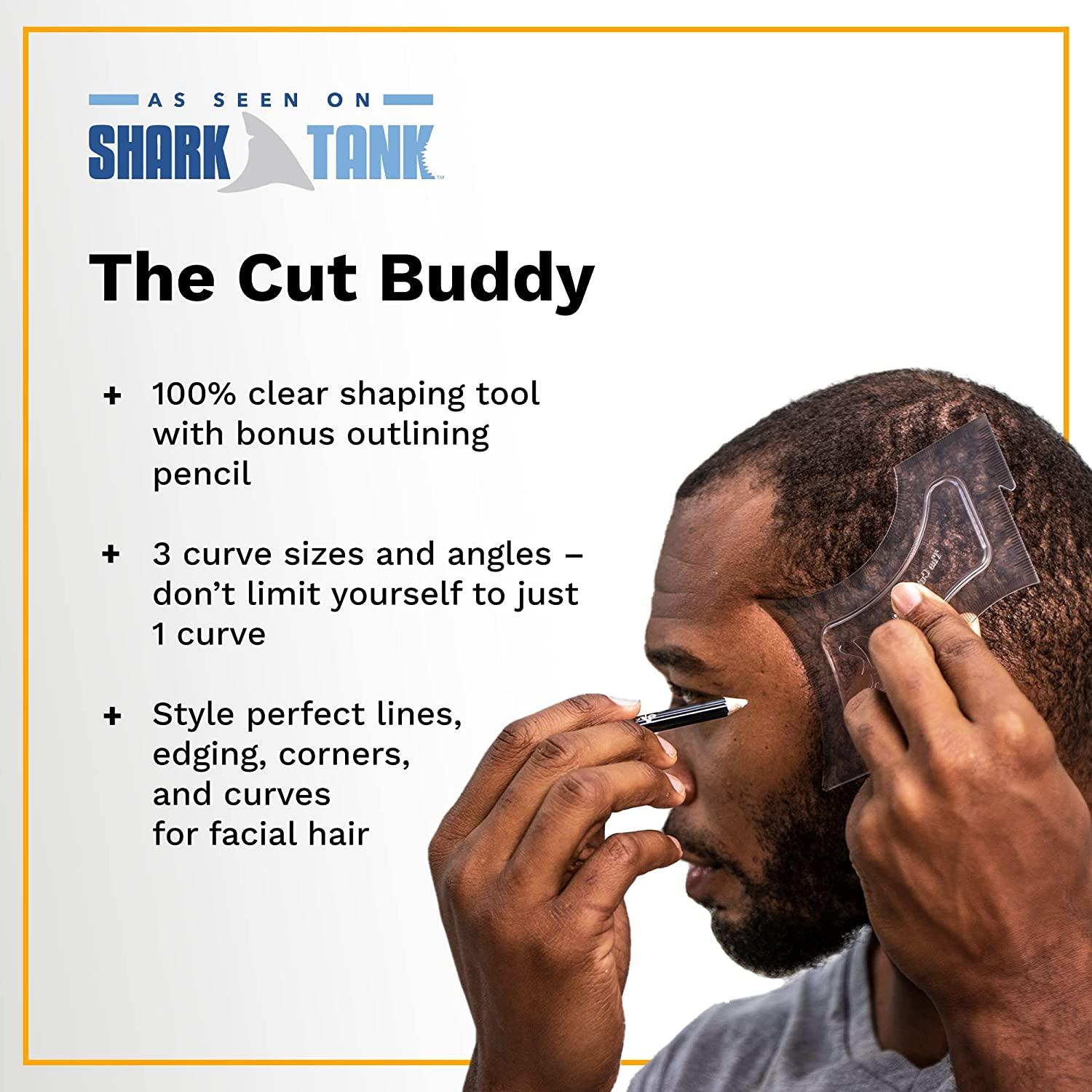 The Cut Buddy Shaping Styling Tool AS SEEN ON SHARK TANK 100 Clear Guide  Bonus Pencil Line Up and Edging for Beard Hairline Mustache For Trimmer or  Razor The Cut Buddy Original