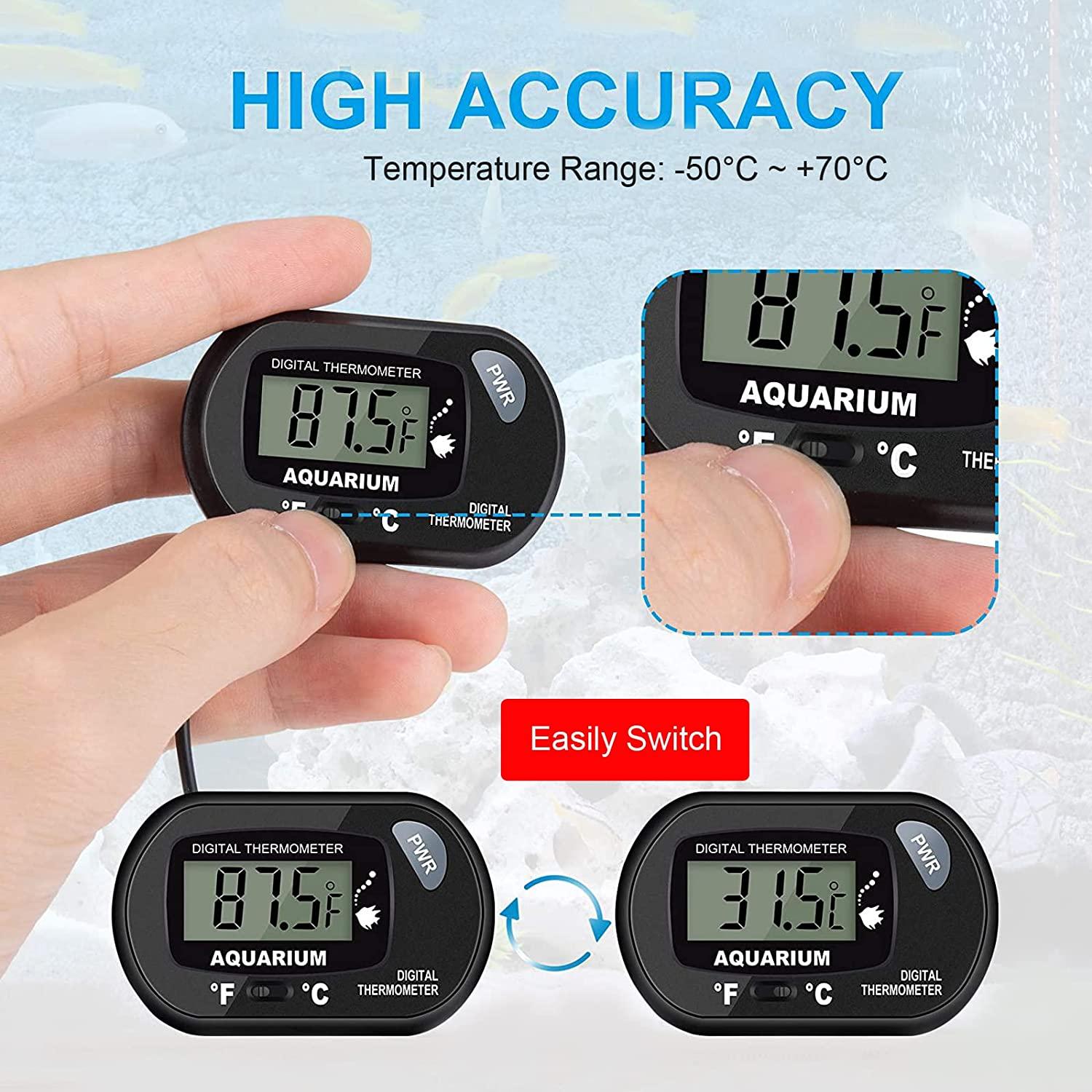 Digital Aquarium Thermometer - LCD Display Fish Tank Thermometer, Water  Terrarium Temperature Thermometer with Suction Cup, for Fish and Turtle