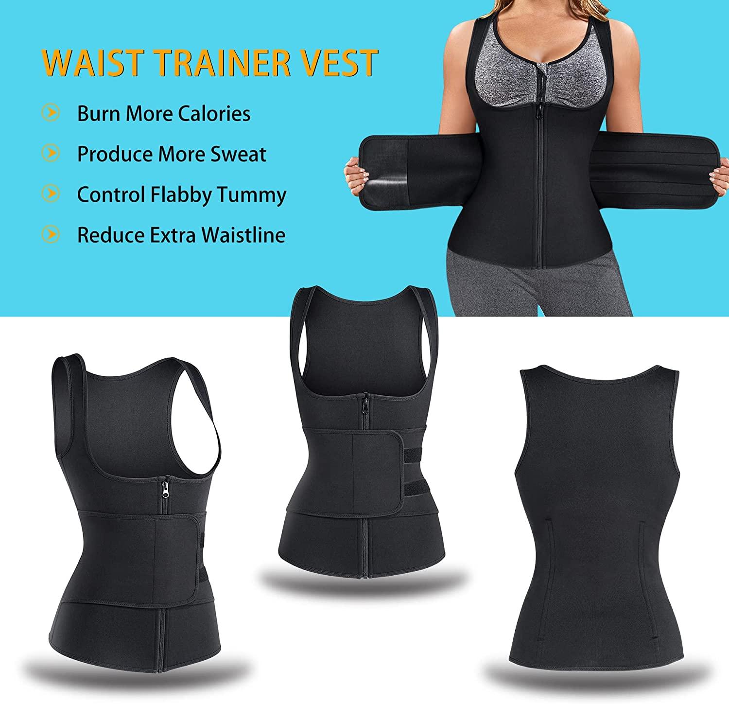 Nebility Women Waist Trainer Corset Zipper Vest Body Shaper
