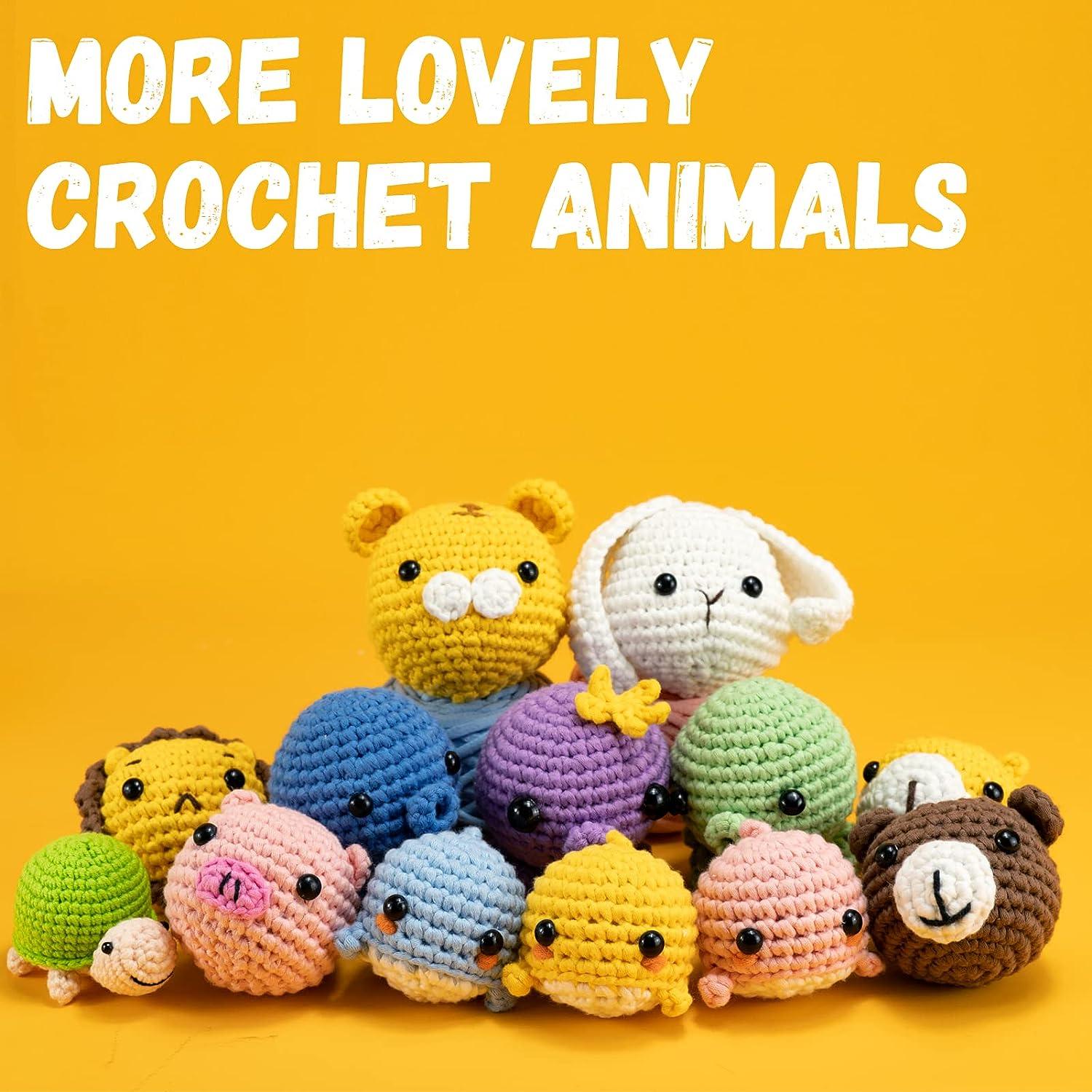 HEJIN Crochet Kit for Beginners, 6PCS Crochet Animal Kit for Adults Kids,  Crochet Kits Include Videos Tutorials, Beginner Yarn, Eyes, Stuffing