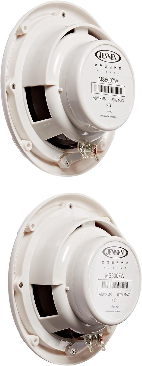 Jensen MS6007WR 6.5 Coaxial Marine Speakers, 60 Watts, White, Sold