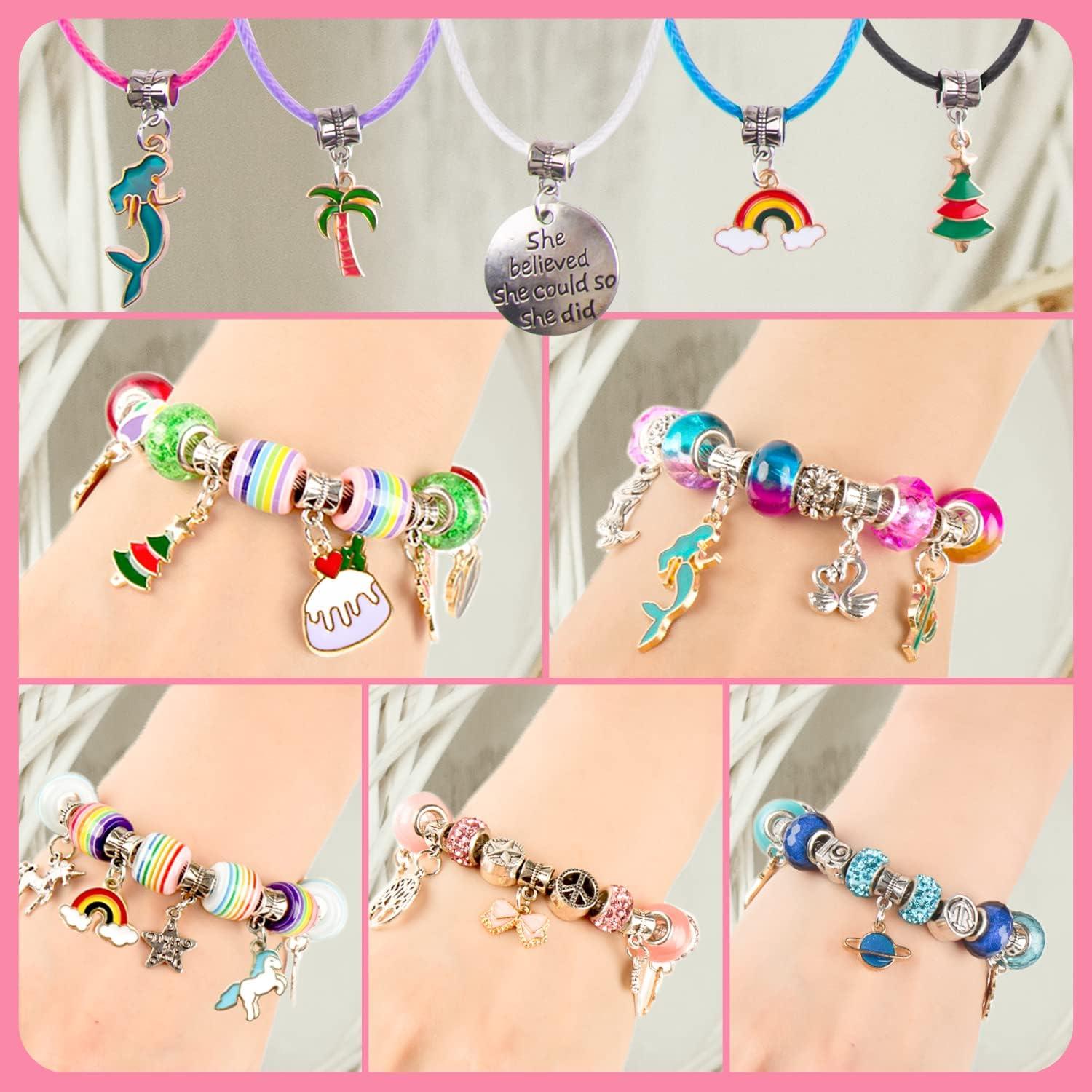 SUNNYCLUE 1 Set 450+ pcs Beaded Charm Bracelet Making Kit DIY Jewelry Arts  and Crafts Kits for Kids Girls Adults Children Friendship Bracelets- Make 8  Charm Bracelet 