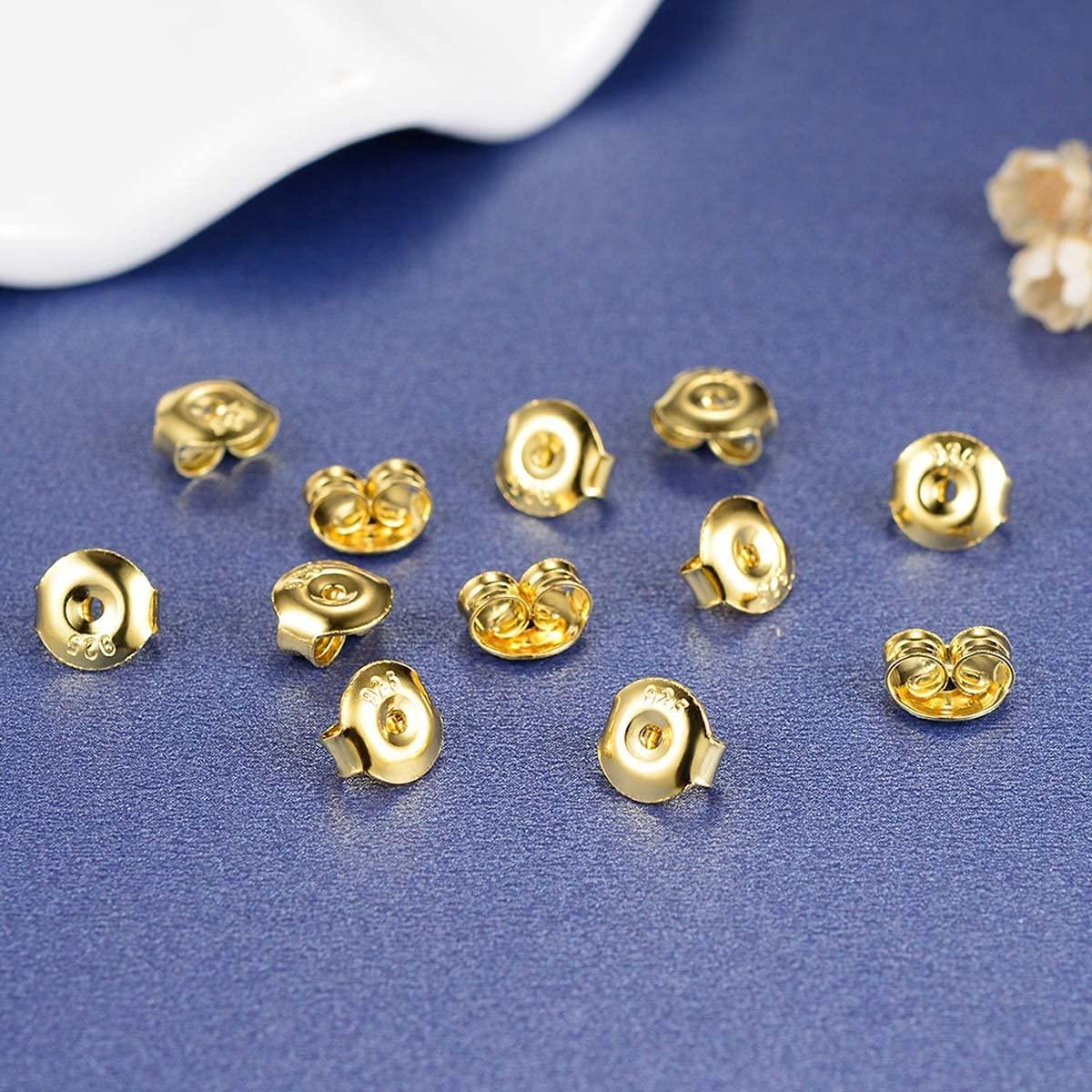 3 Pairs Screw Earring Backs Replacements,14K Gold Plated 925 Silver Secure  Locking Hypoallergenic Screw On Earring Backs for Studs,Screw Backs Fit for
