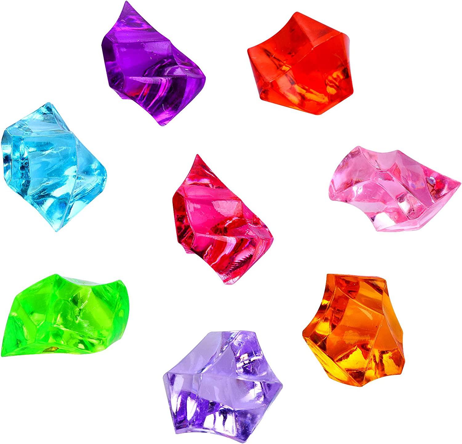 180-190pcs Premium Multicolored Fake Crushed Ice Rock Plastic Gems Jewels  Acrylic Ice Rock Crystals Treasure Fake Diamonds Plastic Ice Cubes for Kids