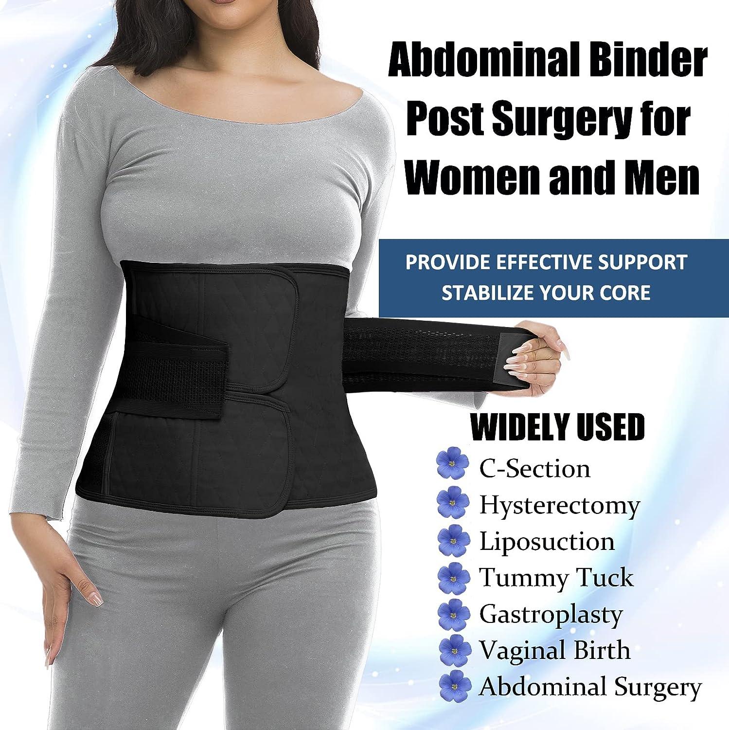 Postpartum Belly Band & Abdominal Binder Post Surgery Compression Wrap  Recovery Support Belt (for Waistline 32-38,L, Black) For waistline  32-38,L Black