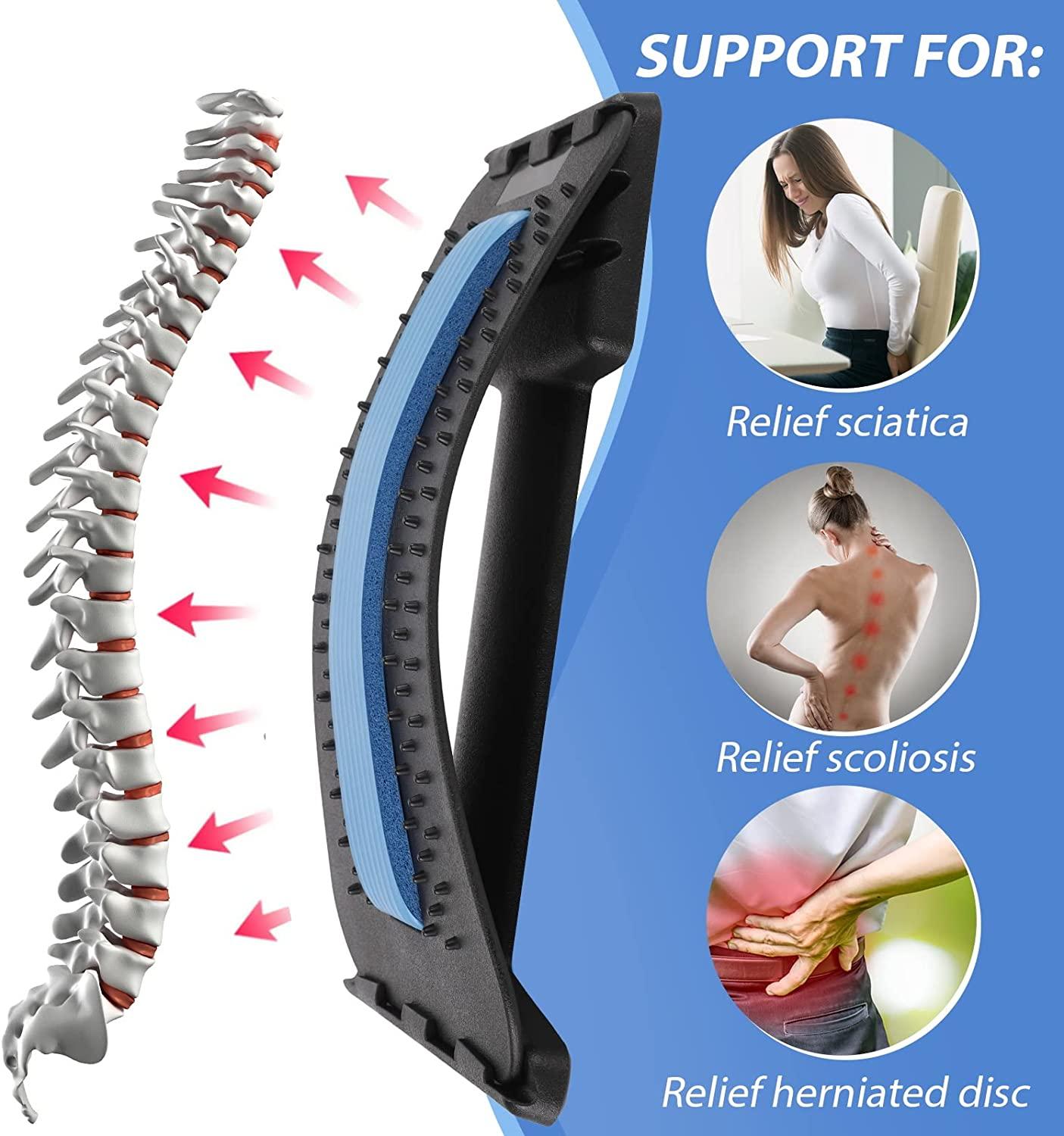 Back Stretcher for Pain Relief, Multi-Level Back Cracker Lower Back Pain  Relief Device, Lumbar Support Spine Board with 3 Adjustable Settings for  Bed